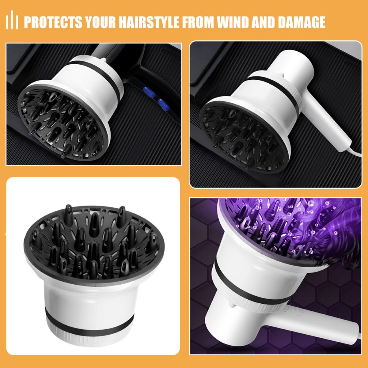 Universal Hair Dryer Diffuser Attachment for Curly Hair - Styling Nozzle & Sock Accessory for All Hair Dryers | Perfect for Salon, Home & Travel Use
