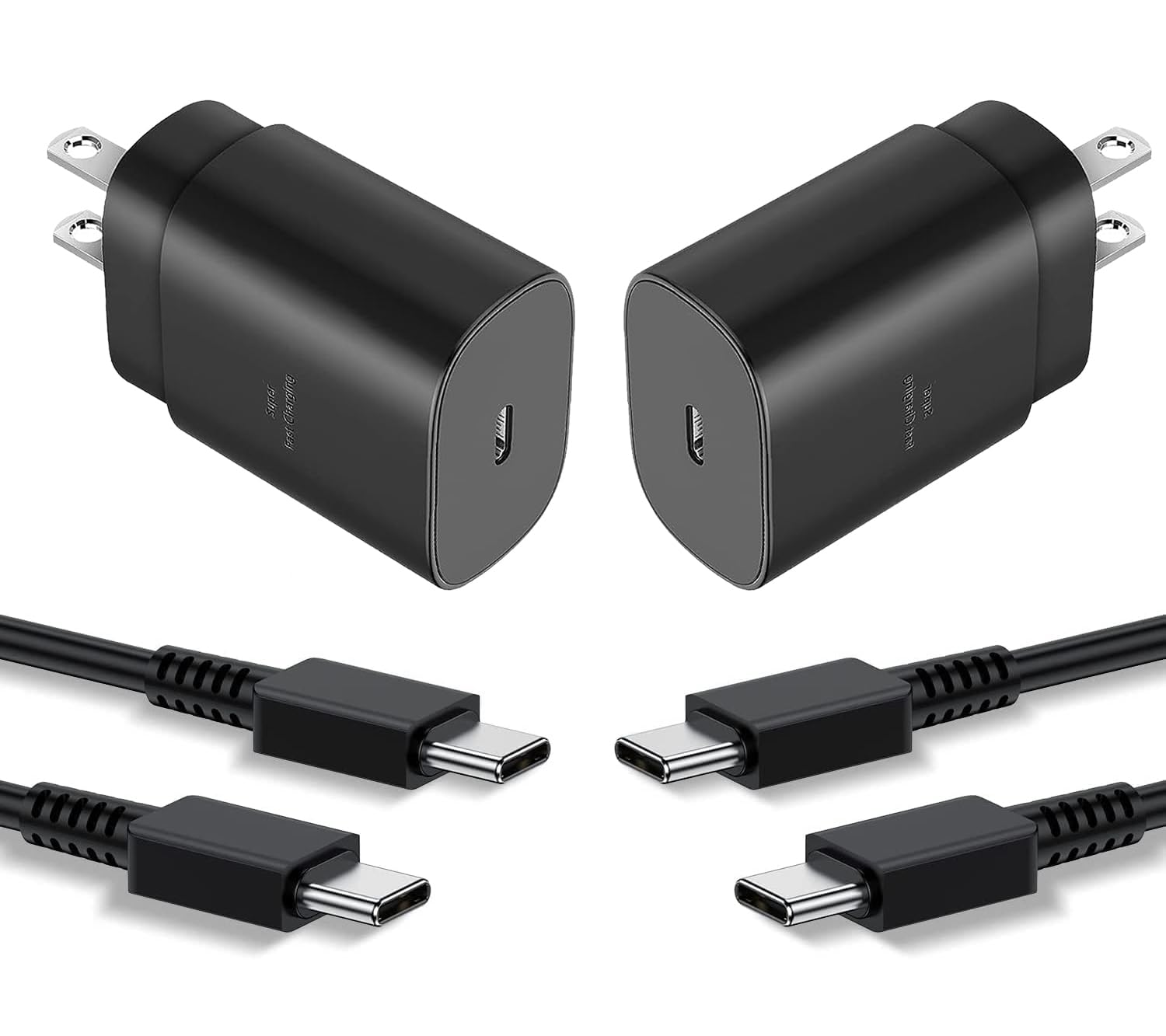 25W USB C Fast Charger Block 2-Pack with 6.6ft USB C to C Cable - Super Fast Charging for Samsung Galaxy S23/S22/S21/S20/Note 20/10/Z Fold 3 - Perfect for Home, Office & Travel Charging