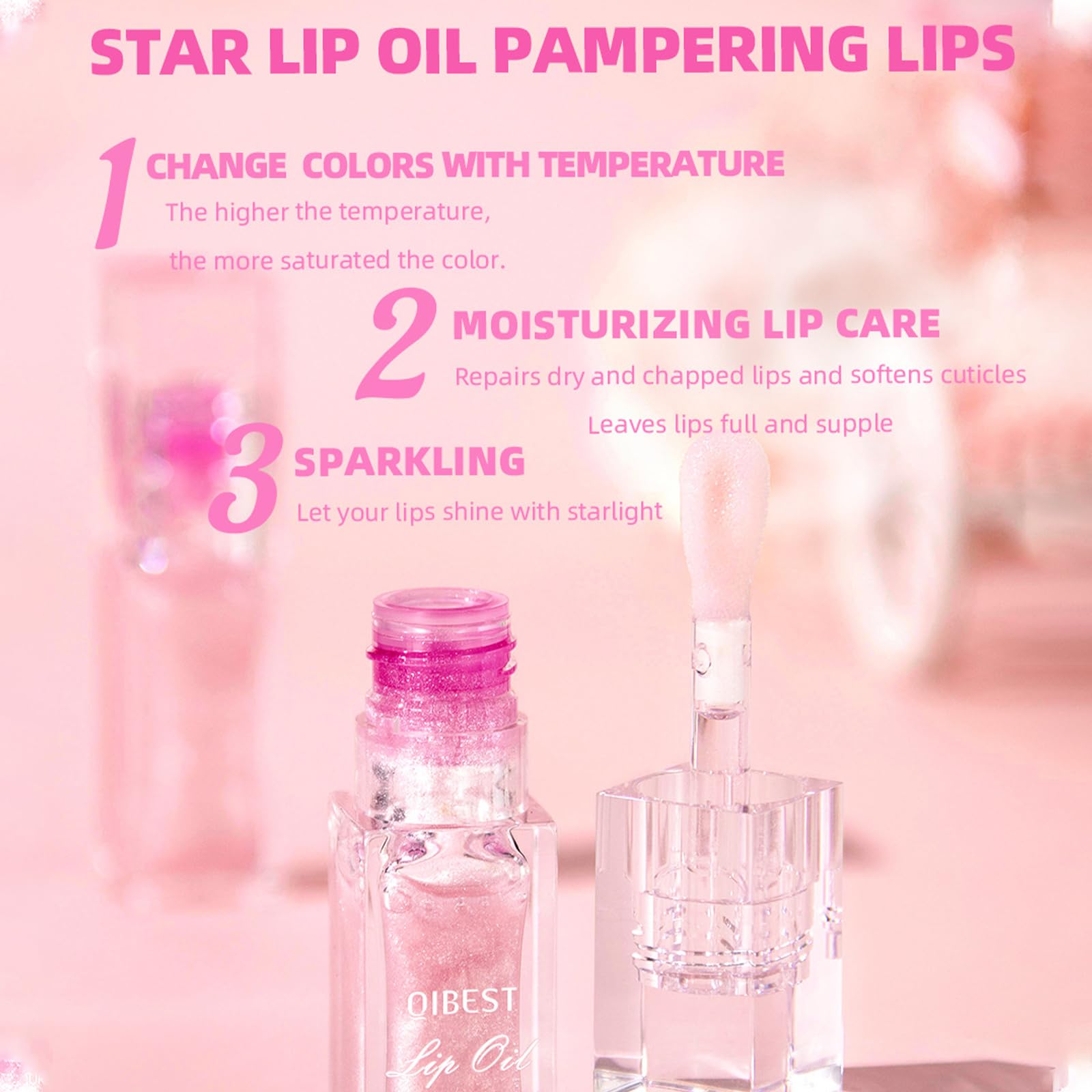 Bossup V2 Magic Color Changing Lip Oil - 2PCS Hydrating Lip Gloss, Warm Tint Moisturizing Lip Treatment for Daily Wear & Special Occasions