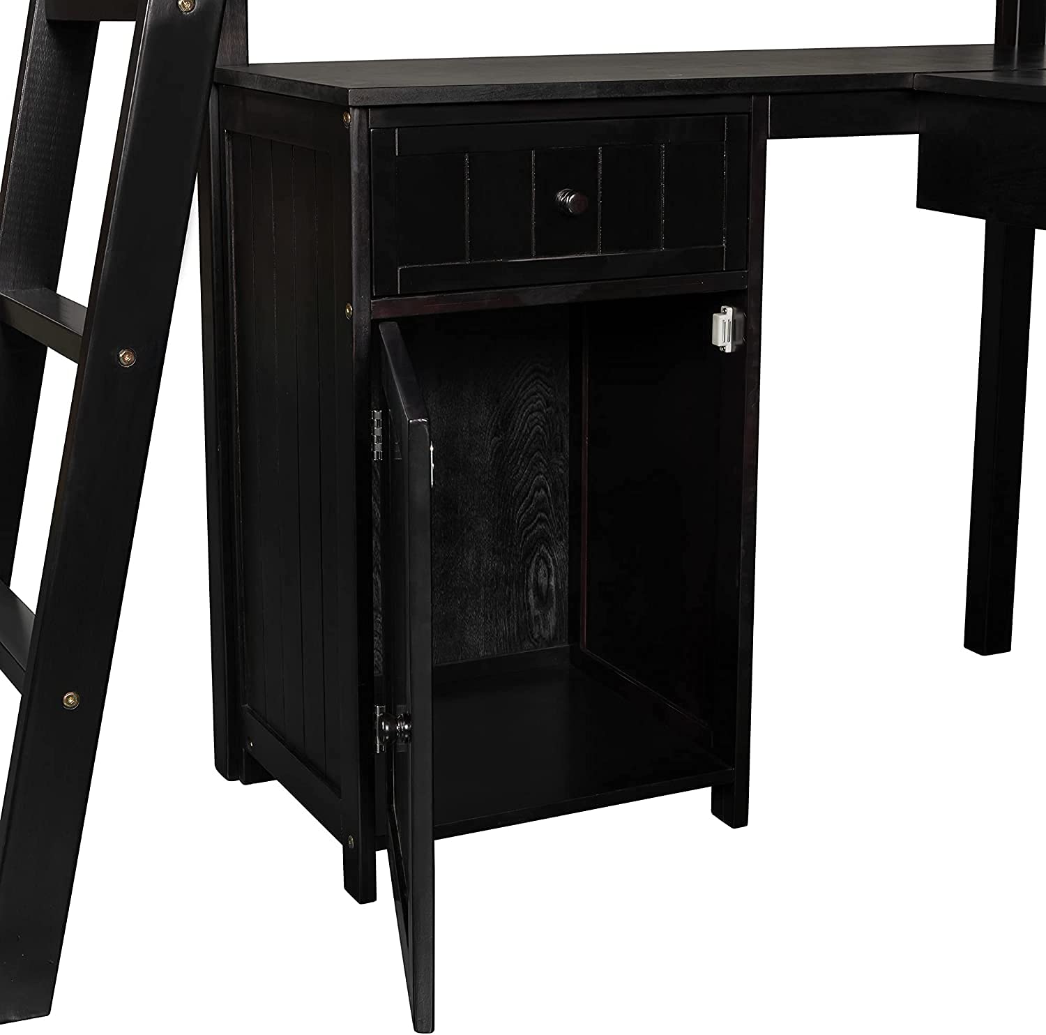 **Space-Saving Loft Bed with Desk & Storage - Twin Size Wooden Loft Bed with Drawers, Cabinet & Shelves - Kids Study & Sleep Solution (Espresso Finish, No Box Spring Needed) - Perfect for Small Bedrooms, Dorms & Apartments**