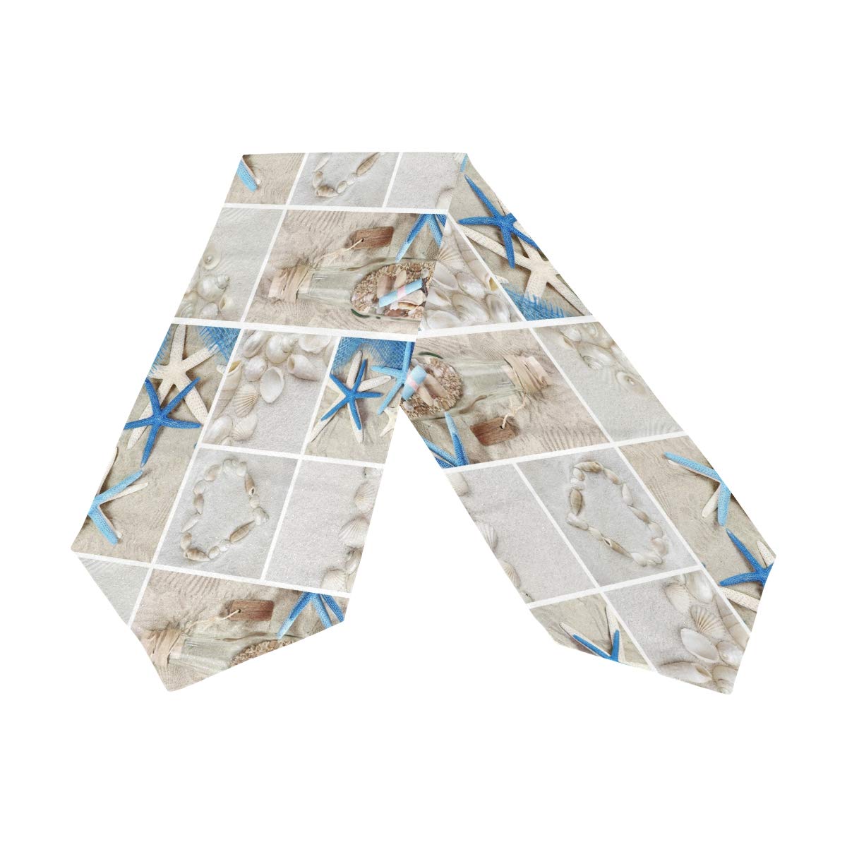 AUUXVA 13x70 Inches Long Beach Seashell Print Polyester Table Runner - Summer Coastal Decor for Kitchen, Dining Table, Coffee Table, Party & Holiday Banquet Decoration | Perfect for Beach Weddings, Coastal Home Decor & Summer Entertaining