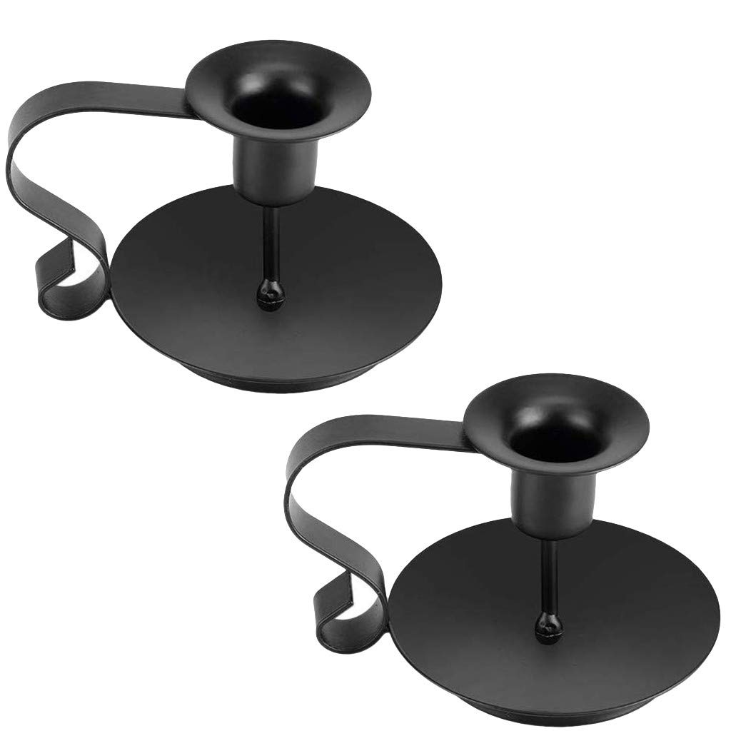 Boping Store Wrought Iron Taper Candle Holder Set of 2 - Elegant Dinner Table Decor for Home & Wedding - Black Metal Candle Stand for Romantic Ambiance, Centerpiece, and Housewarming Gifts