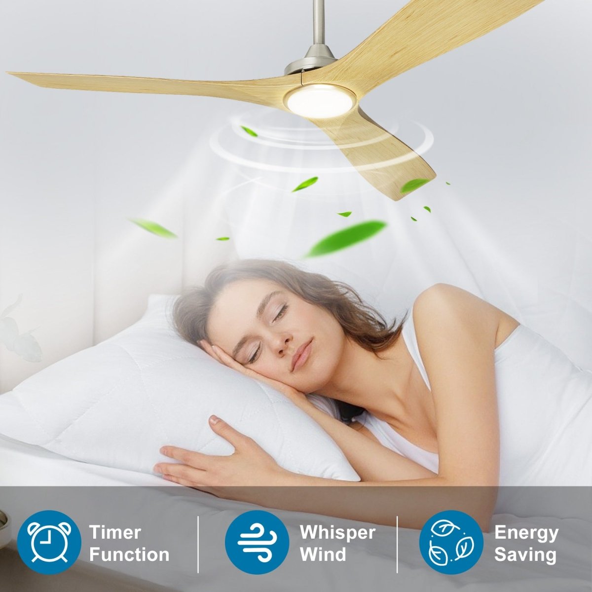 Depuley 52 Inch Modern Ceiling Fan with LED Lights & Remote Control - Quiet Reversible DC Motor, 3 Color Temperature Options, Timer Function - Perfect for Kitchen, Patio, Farmhouse & Covered Outdoor Spaces