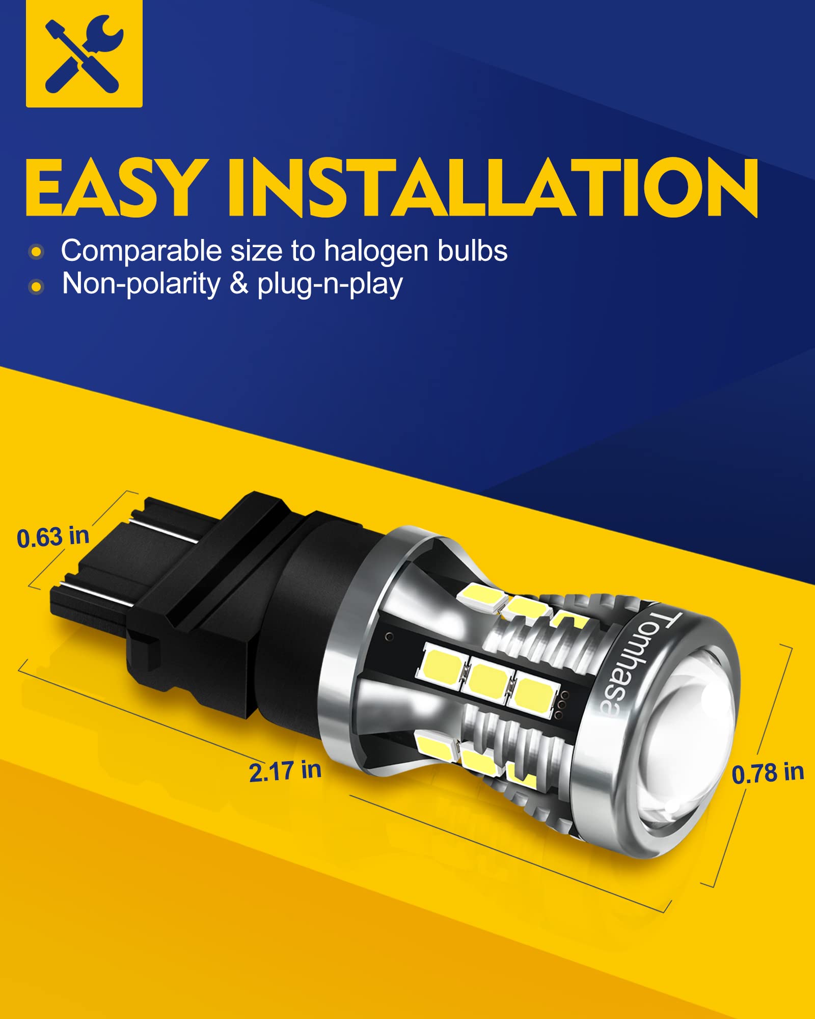 3157 LED Bulbs - 6000K Bright White Backup Reverse Light Bulbs, Compatible with 3056 3156 3057 4157 - Perfect for Car Reverse Lights, Turn Signals & Brake Lights (Pack of 2) - Enhance Night Driving Safety & Vehicle Visibility