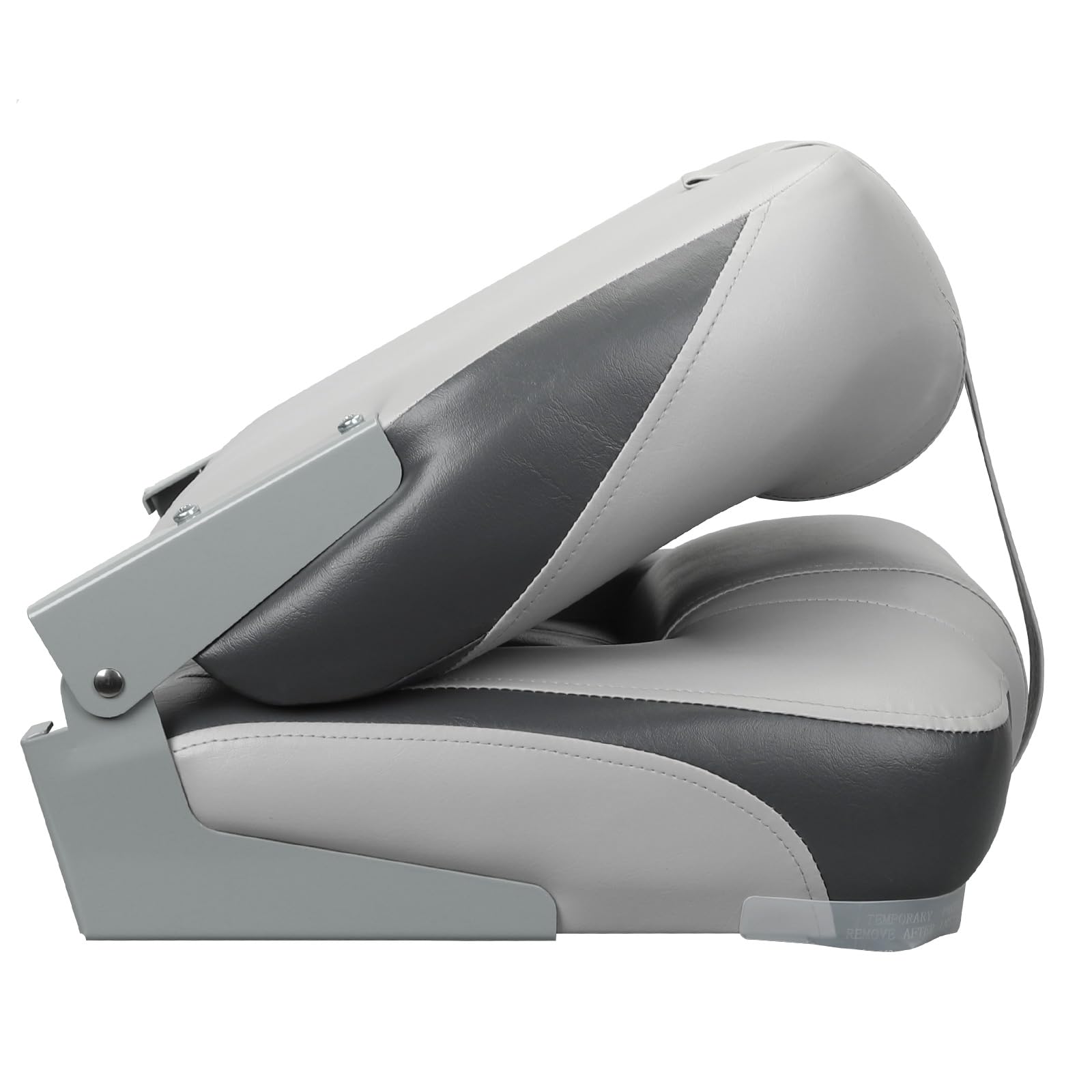 Premium Low Back Folding Boat Seats - 2 Pack Charcoal/Light Gray - Comfortable & Durable Fishing Boat Chairs for Pontoon, Bass Boats & Kayaks