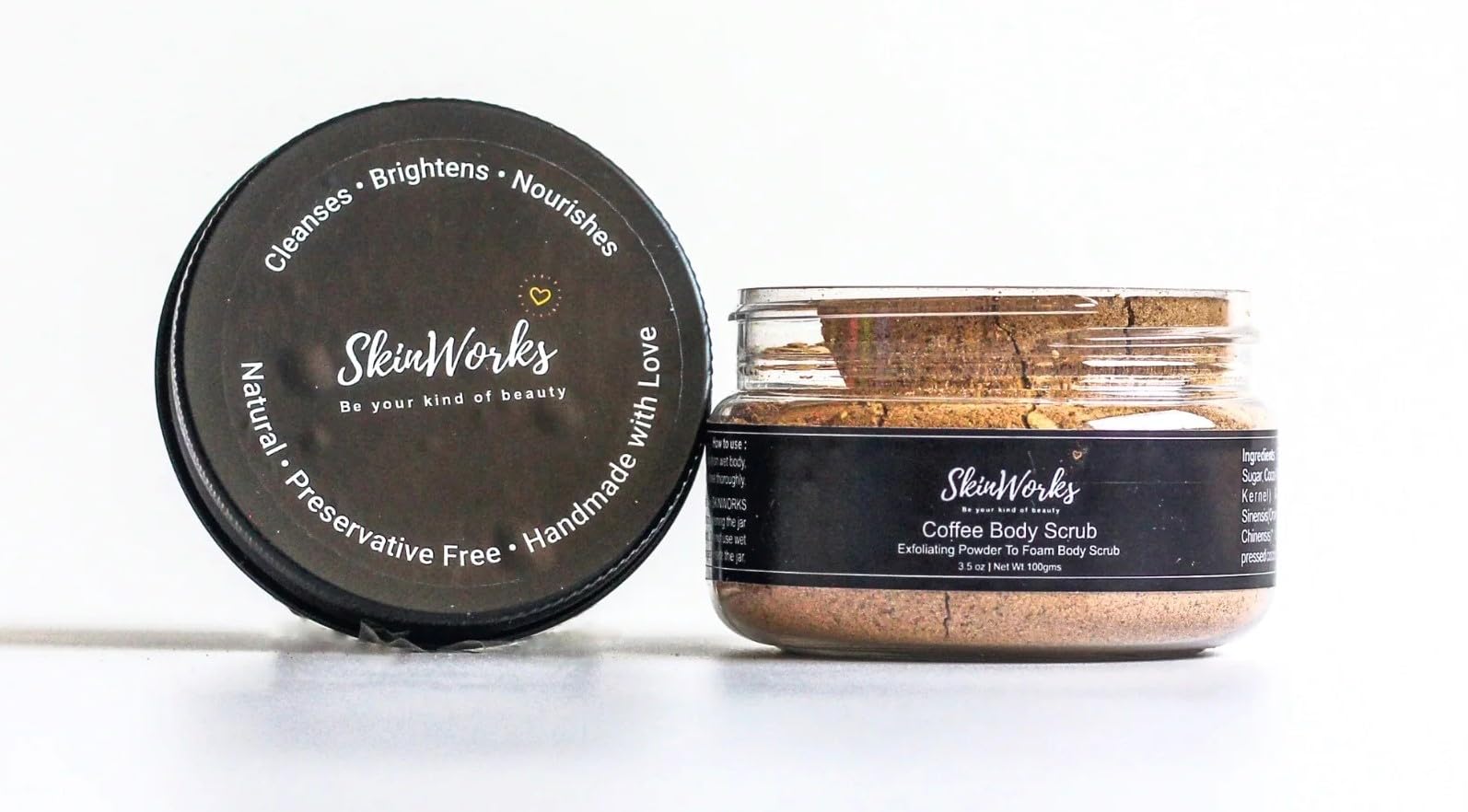 SkinWorks Exfoliating Coffee Oats Body Scrub for Tan Removal & Soft Smooth Skin - Natural Coconut Oil Scrub for Women & Men - Detoxifying Bath Scrub Removes Dirt & Dead Skin from Neck, Knees, Elbows & Arms - Suitable for All Skin Types (100g) - Perfect for Post-Workout, Spa Day & At-Home Skincare Routine