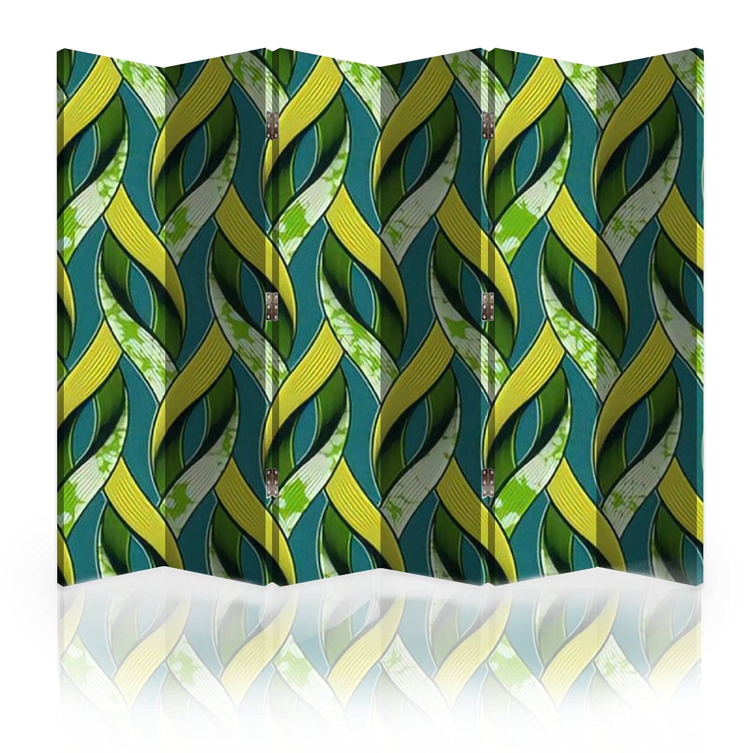 6-Panel Canvas Room Divider Screen with African Print Fabric - Super Wax Textile Folding Partition for Privacy, Home Decor & Office Space | Perfect for Bedroom Separation, Living Room Dividers & Studio Partitions