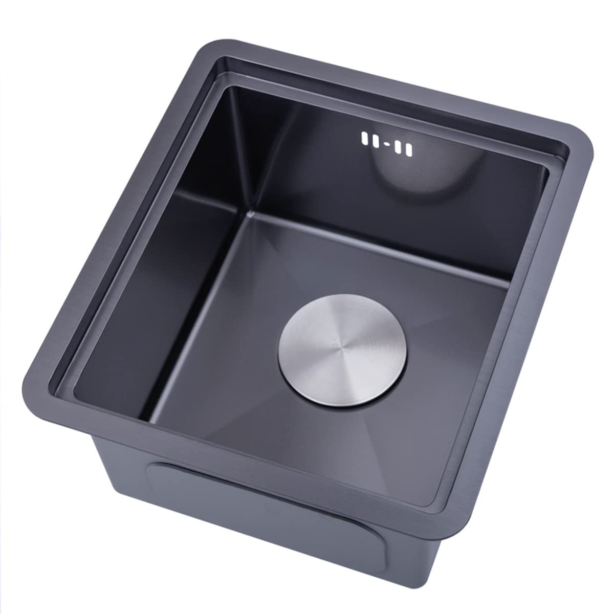 Premium 35x39cm Black 304 Stainless Steel Kitchen Sink with Drain Cover - Single Bowl Bar Counter Sink for Tea Bars, Small Kitchens & Open Concept Spaces (Includes Faucet) - Durable & Stylish for Modern Homes
