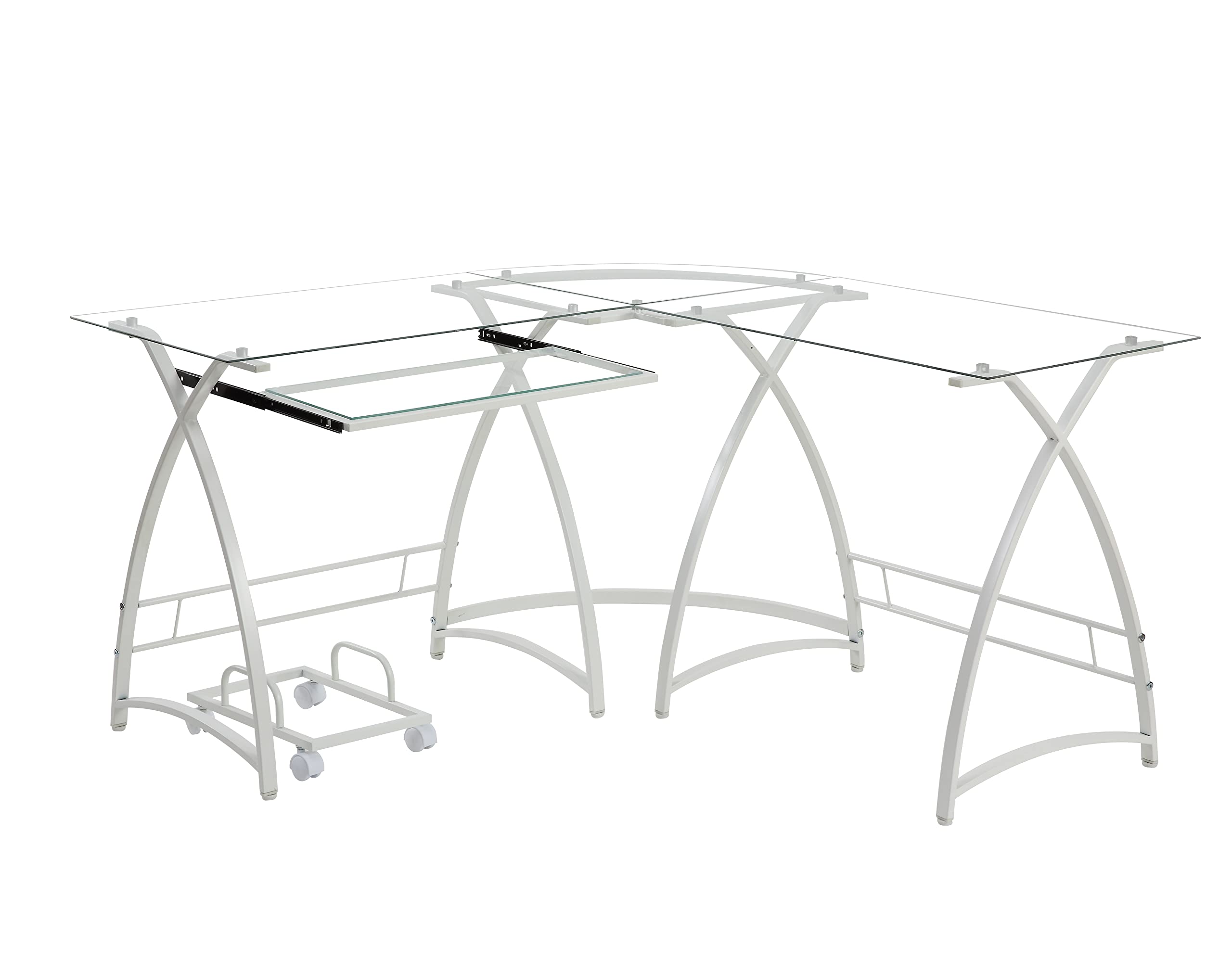 Modern Glass Computer Desk with White Finish - Sleek Home Office Desk for Work & Study | Perfect for Small Spaces & Minimalist Decor
