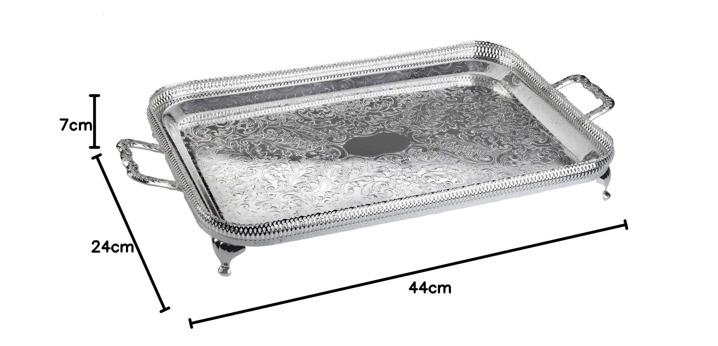 Silver Plated Serving Tray - Tarnish Resistant Finish, No Polishing Needed - Handcrafted in England - Perfect for Tea Service, Jewelry Display & Home Decor