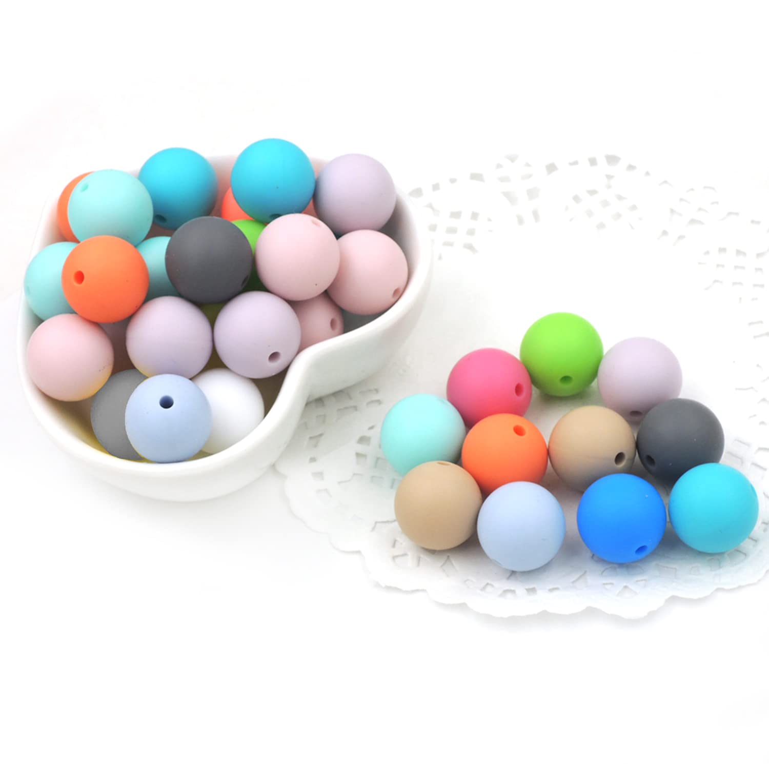 12mm Silicone Beads Kit - 120 Pcs Bulk with Elastic Rope for DIY Jewelry Making - Necklace, Bracelet, Keychain Crafts