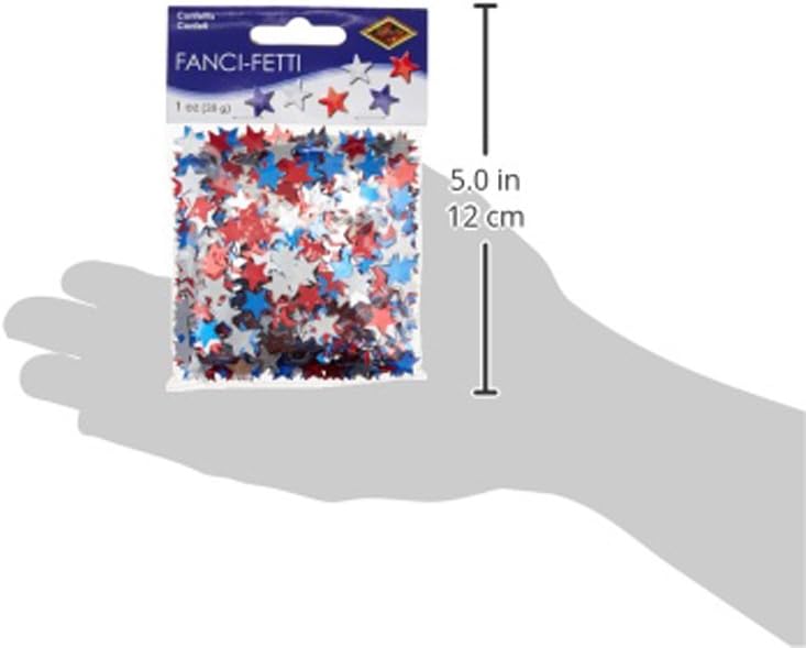 12 Pack Beistle Confetti Stars Party Decor - Red, Silver & Blue (1 Oz per Pack) | Birthday, Wedding & New Year Celebration Decorations