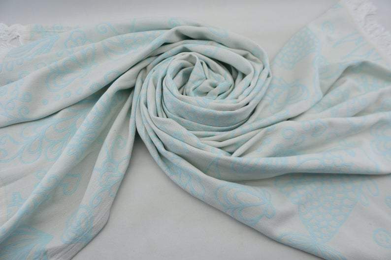 Premium Aquamarine Sea Life Design 100% Cotton Bath Towel - Soft, Absorbent & Quick-Drying for Beach, Pool & Spa Use