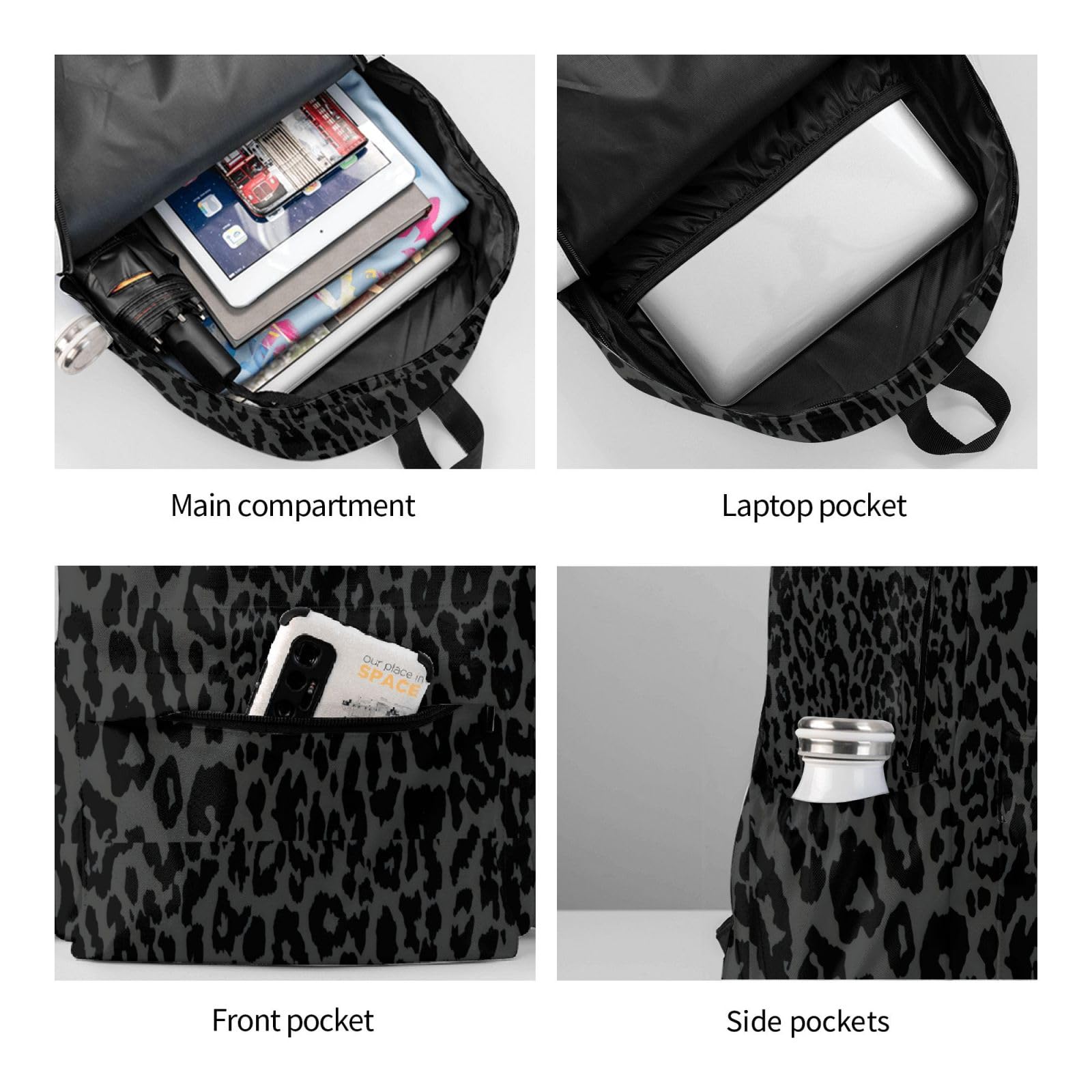 cfpolar 17 Inch Backpack Dark Gray Cheetah Leopard Print Laptop Bag - Waterproof School Backpack for Boys & Girls, Durable Shoulder Bag for College, Work & Travel | Perfect for Daily Commute & Outdoor Adventures