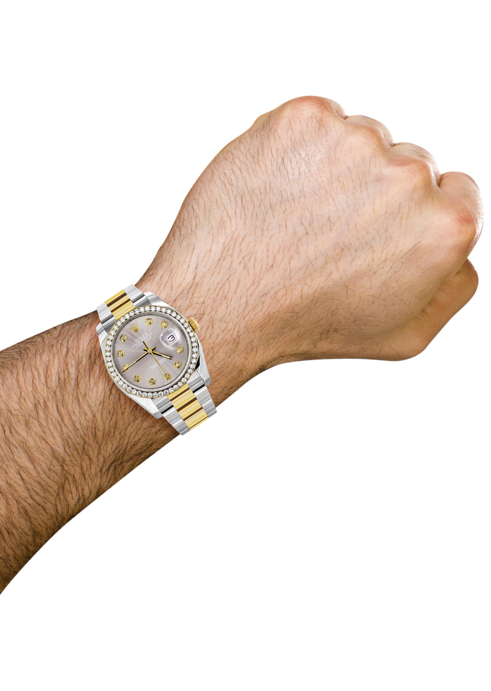 Authentic Rolex 116233 Men's Diamond Gold Watch - 36mm Gray Dial with Oyster Band - Luxury Timepiece for Business, Gifting & Special Occasions