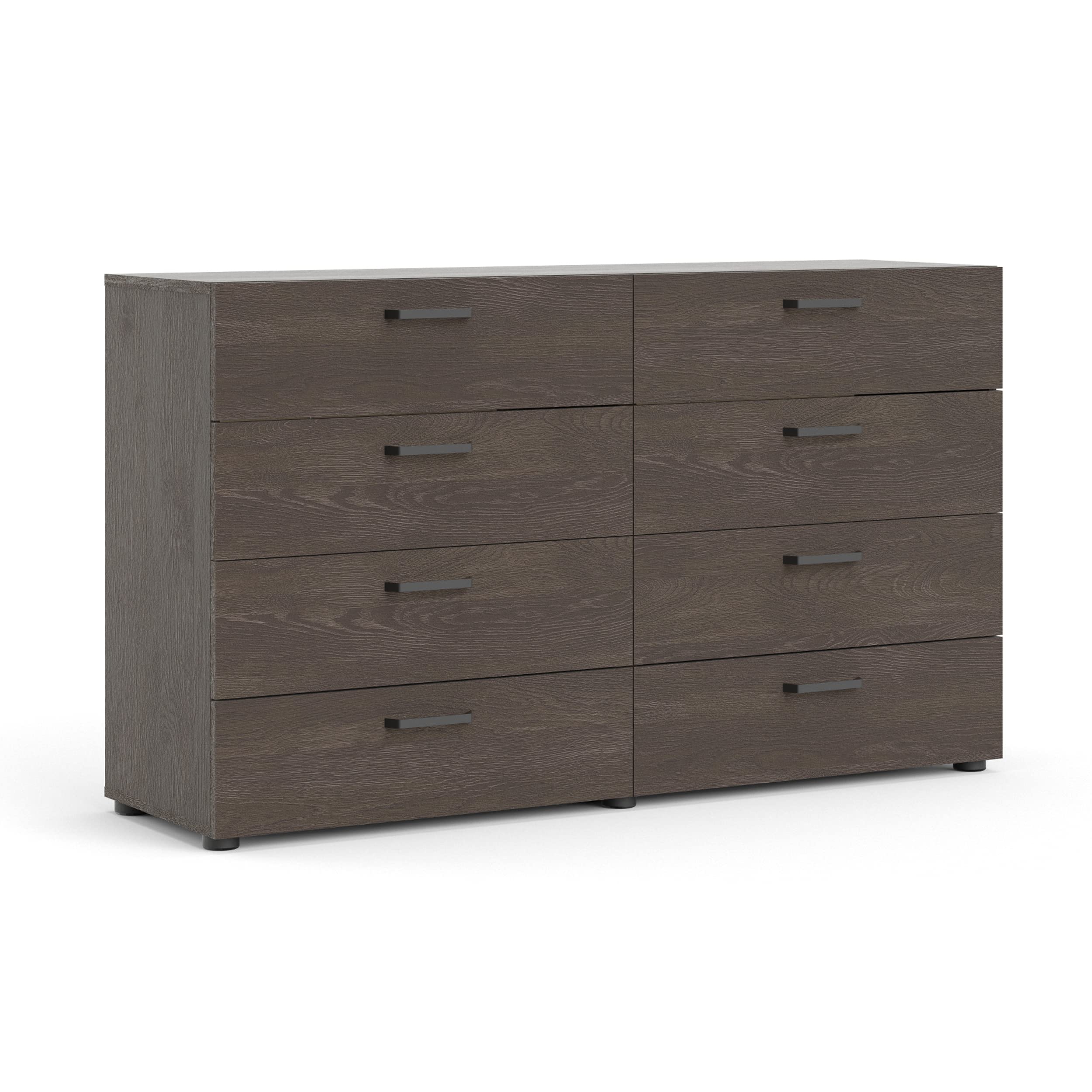 Tvilum 8-Drawer Double Dresser in Dark Chocolate - Modern Bedroom Storage Solution for Clothes, Linens & Accessories