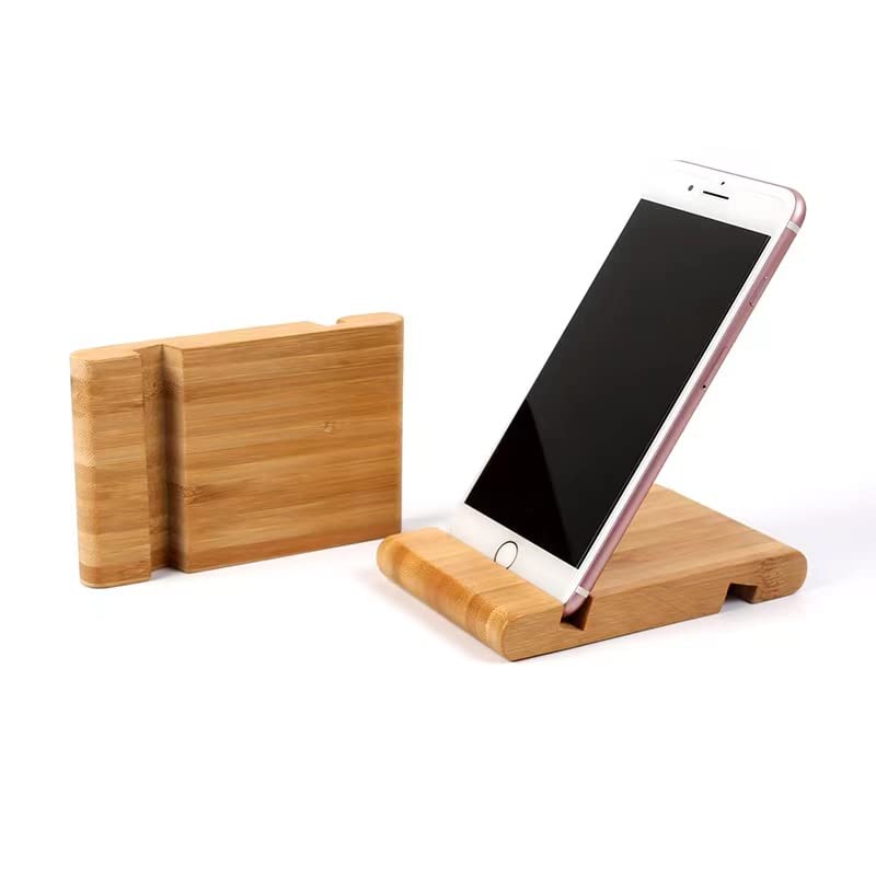 Premium Wooden Cell Phone Stand for Desk - Universal Mobile Phone Holder, Portable Desktop Smartphone Stand for Home, Office & Travel Use