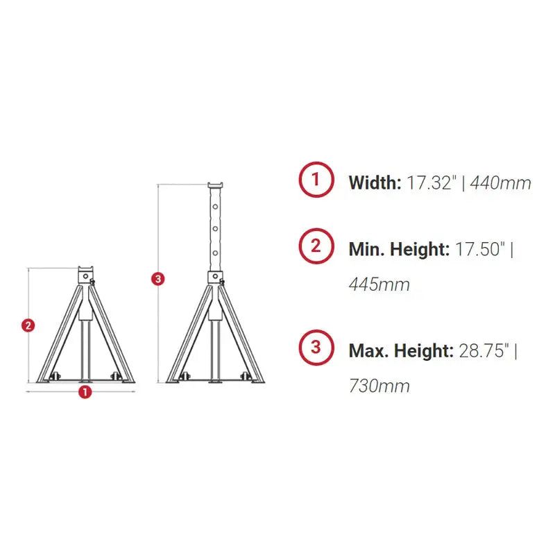 ESCO YAK 22 Ton Heavy Duty Jack Stands (28.75 Inch Height) - Pair of 2 - Professional Auto Lift Support for Vehicle Maintenance, Car Repair & Garage Use