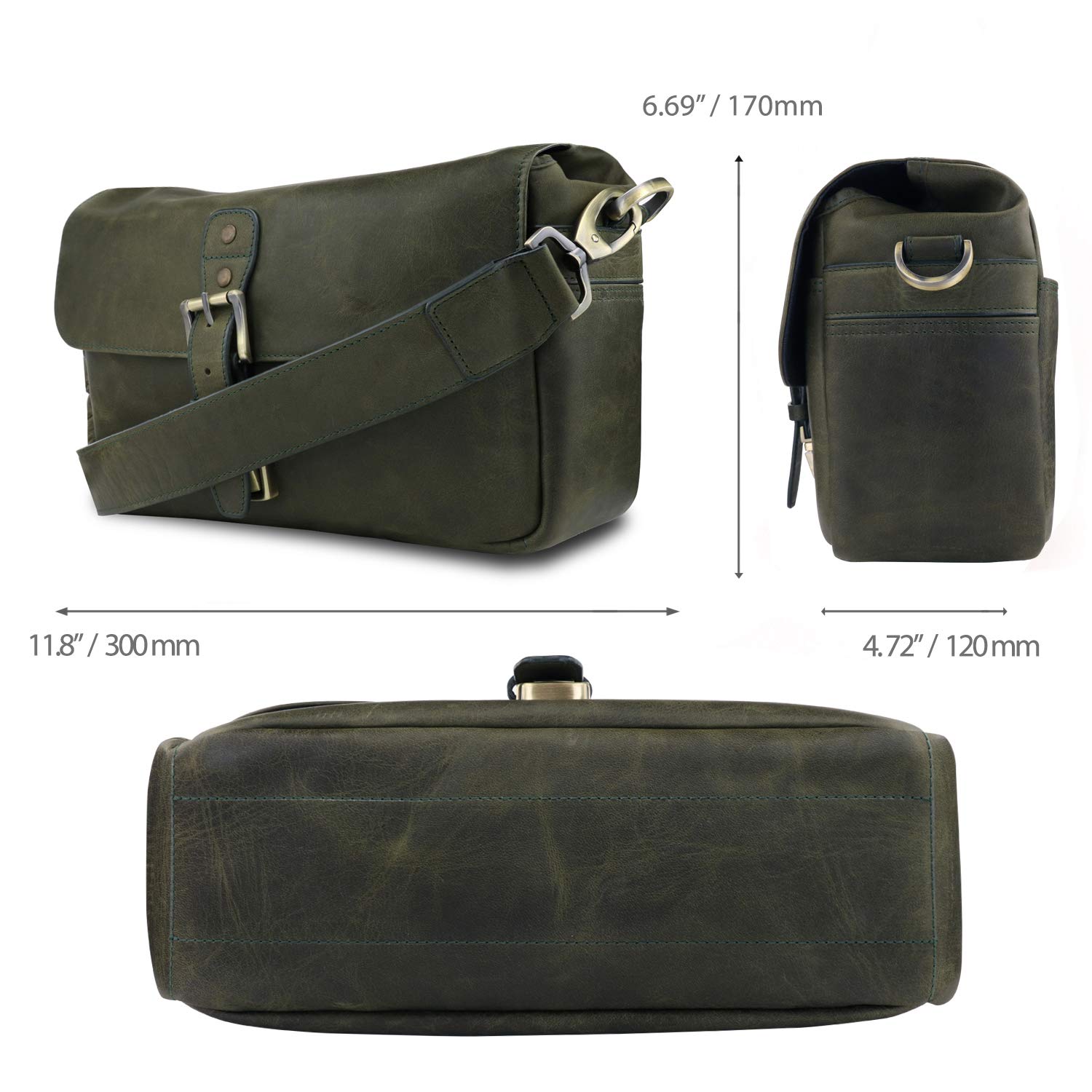 MegaGear Torres Genuine Leather Camera Messenger Bag for Mirrorless, DSLR & Instant Cameras - Perfect for Travel, Street Photography & Professional Shoots