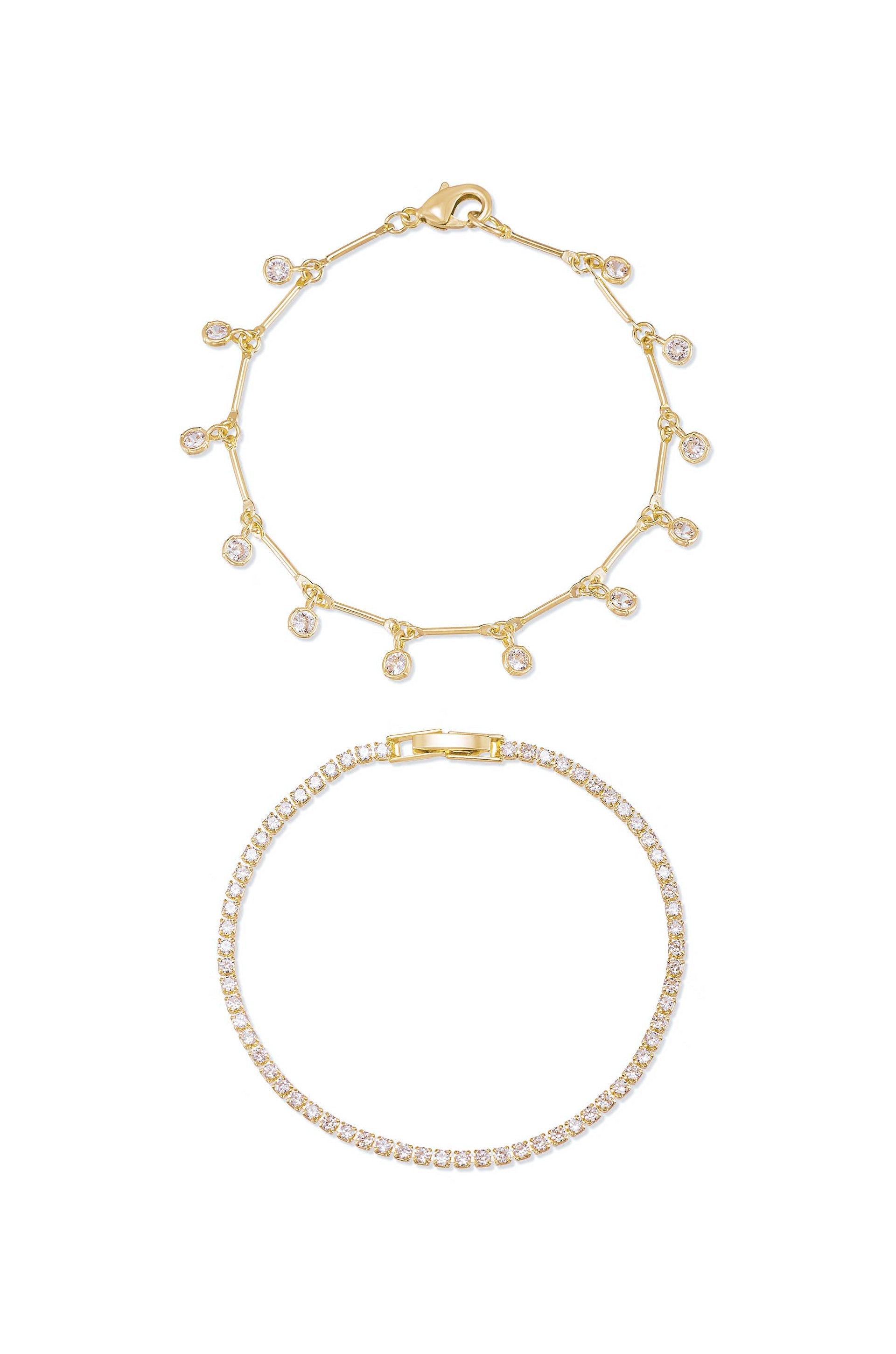 Elegant Crystal Droplet Chain Bracelet Set for Women - Sparkling Fashion Jewelry Gift for Party, Wedding & Everyday Wear