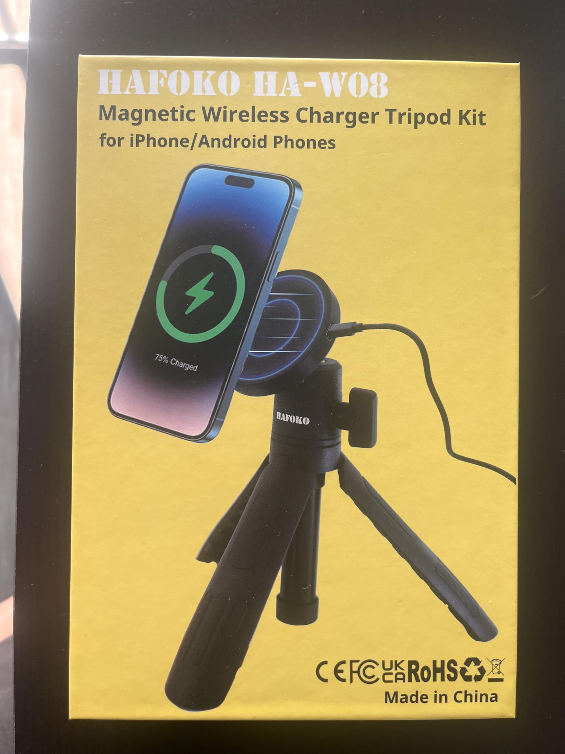 HA-W08 Magnetic Selfie Stick with Wireless Charging, Tripod & Magic Arm - Compatible with iPhone 15/14/13/12 - Perfect for Travel, Vlogging & Hands-Free Video Calls