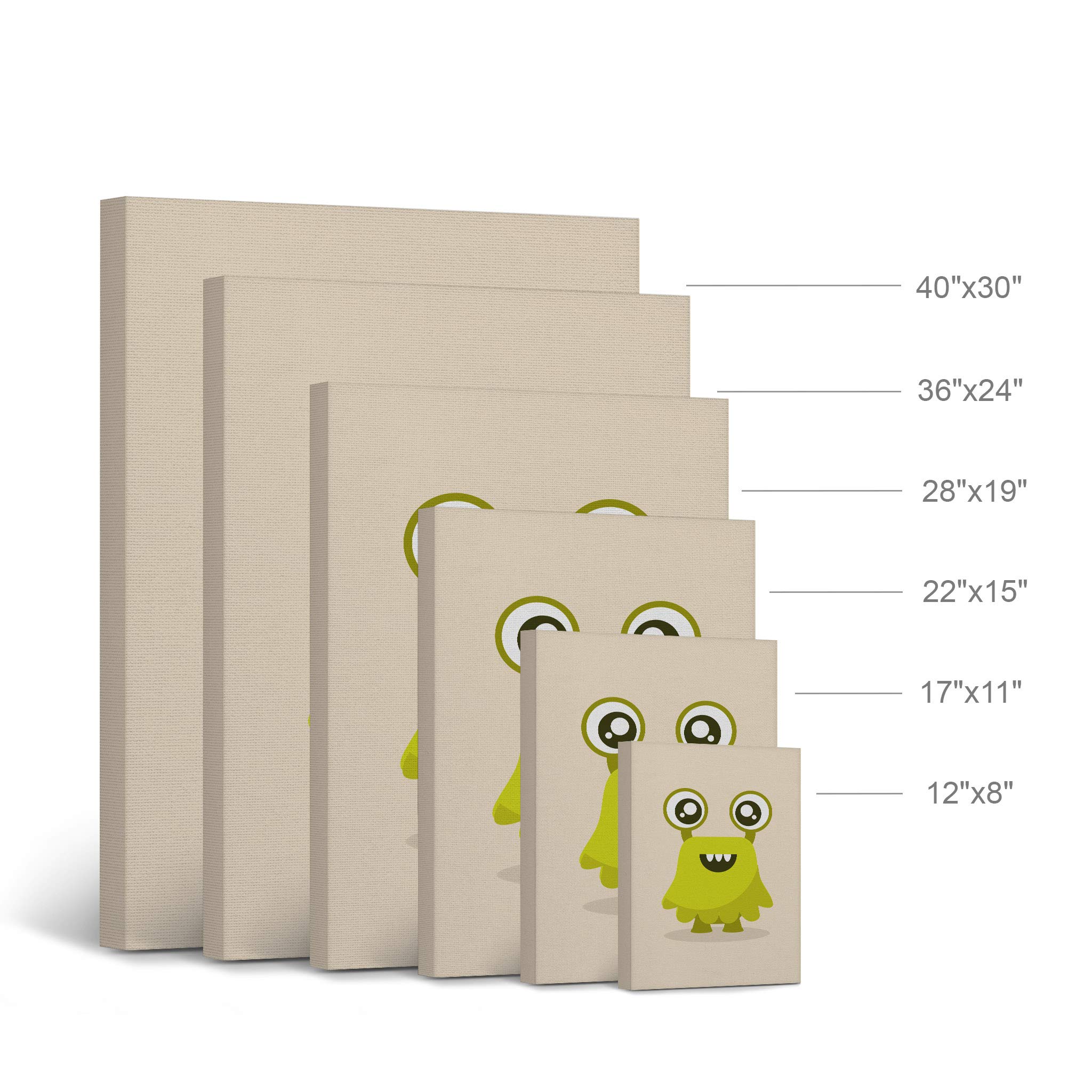 Lovely Green Monster Canvas Print - Kids Room Decor, Nursery Wall Art, Baby Room Decoration - Ready to Hang 28x19 Inch - Made in USA | Perfect for Playrooms, Bedrooms & Birthday Gifts