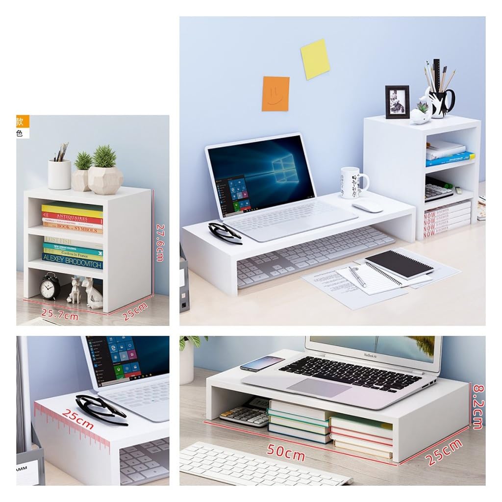 Tyewomiy 3-Tier Monitor Stand for Computer, Laptop & Printer - Black Desktop Organizer with Storage Shelves (75.7x25x27.6cm) - Perfect for Home Office & Workspace Organization