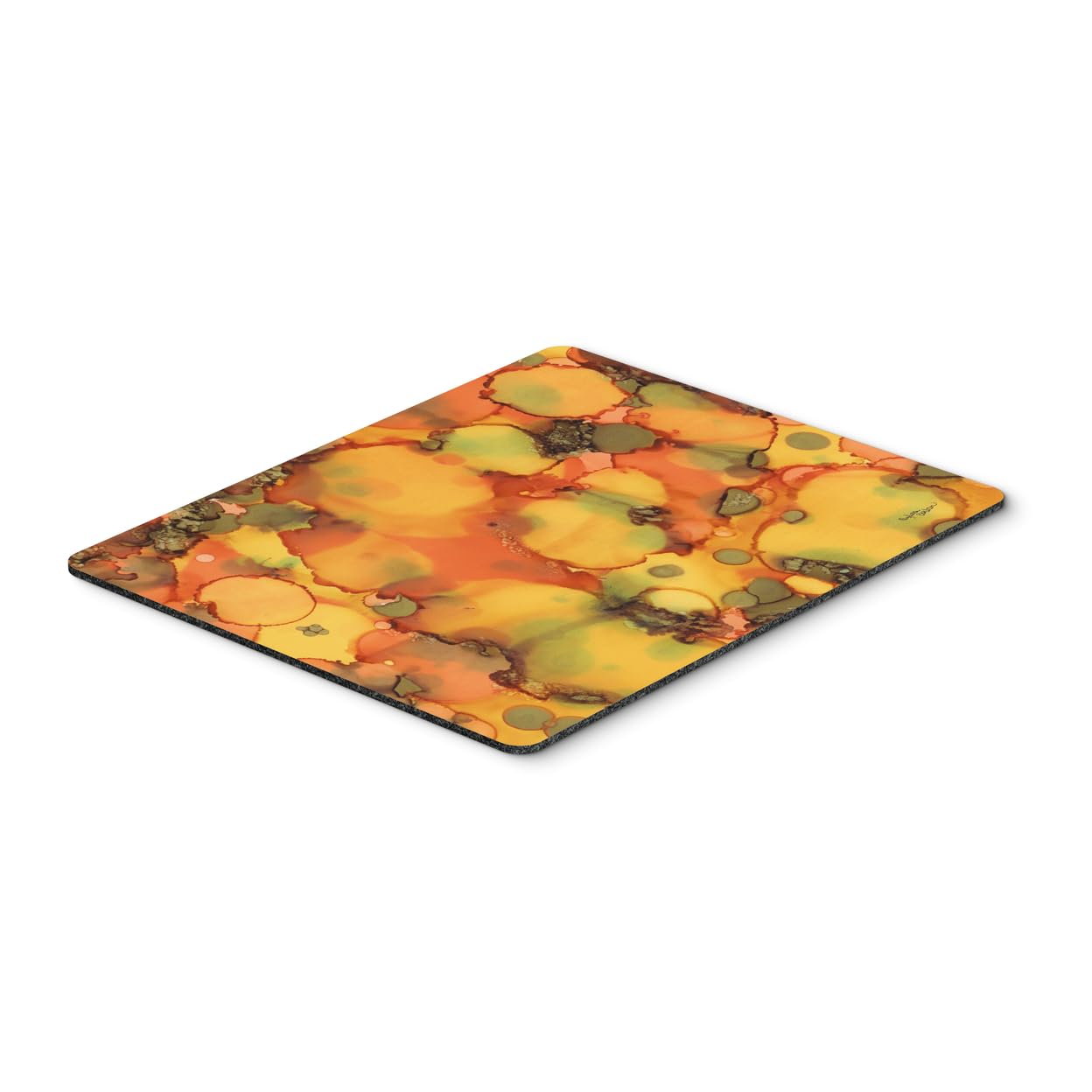 Caroline's Treasures 8976MP Abstract Orange & Green Mouse Pad - Non-Slip Large Desk Mat for Home Office, Gaming & Work | Washable Computer Mousepad & Hot Pad Trivet for Kitchen | Perfect for Laptop & PC Users