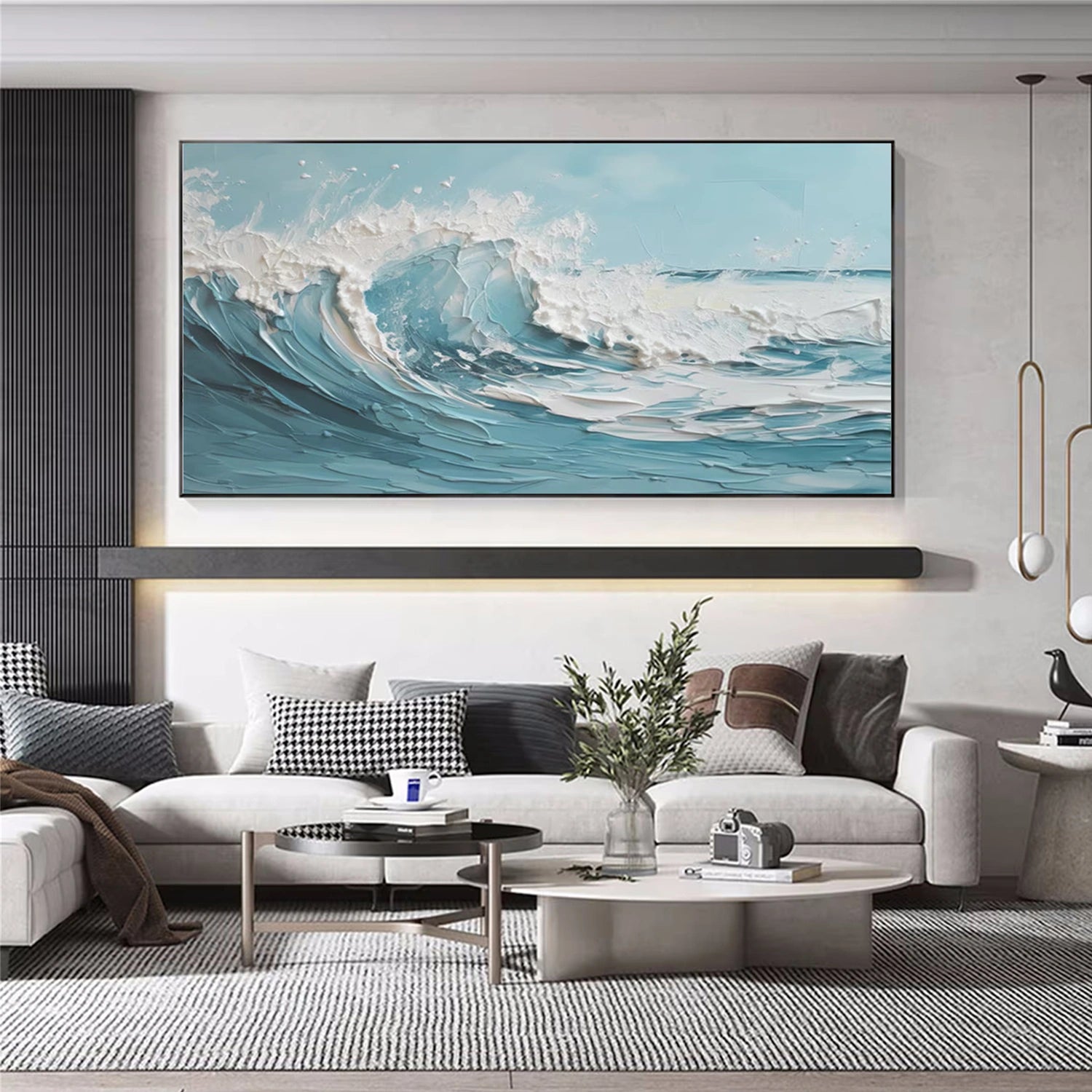 Blue & White Ocean and Sky Abstract Texture Canvas Art Wall Decor - Perfect for Living Room, Bedroom, or Office | Modern Coastal Home Decor | Ready to Hang