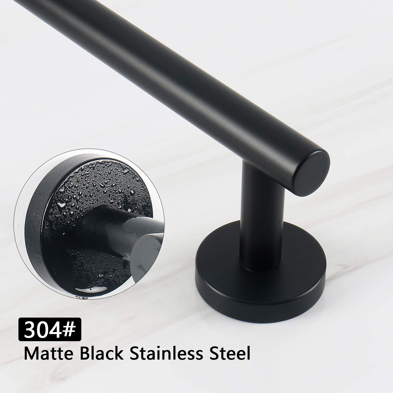 NearMoon Premium Stainless Steel Bath Towel Bar - Thickened Matte Black Wall Mounted Shower Towel Rack (12 Inch) - Durable Bathroom Accessories for Spa, Hotel & Home Decor (1 Pack)