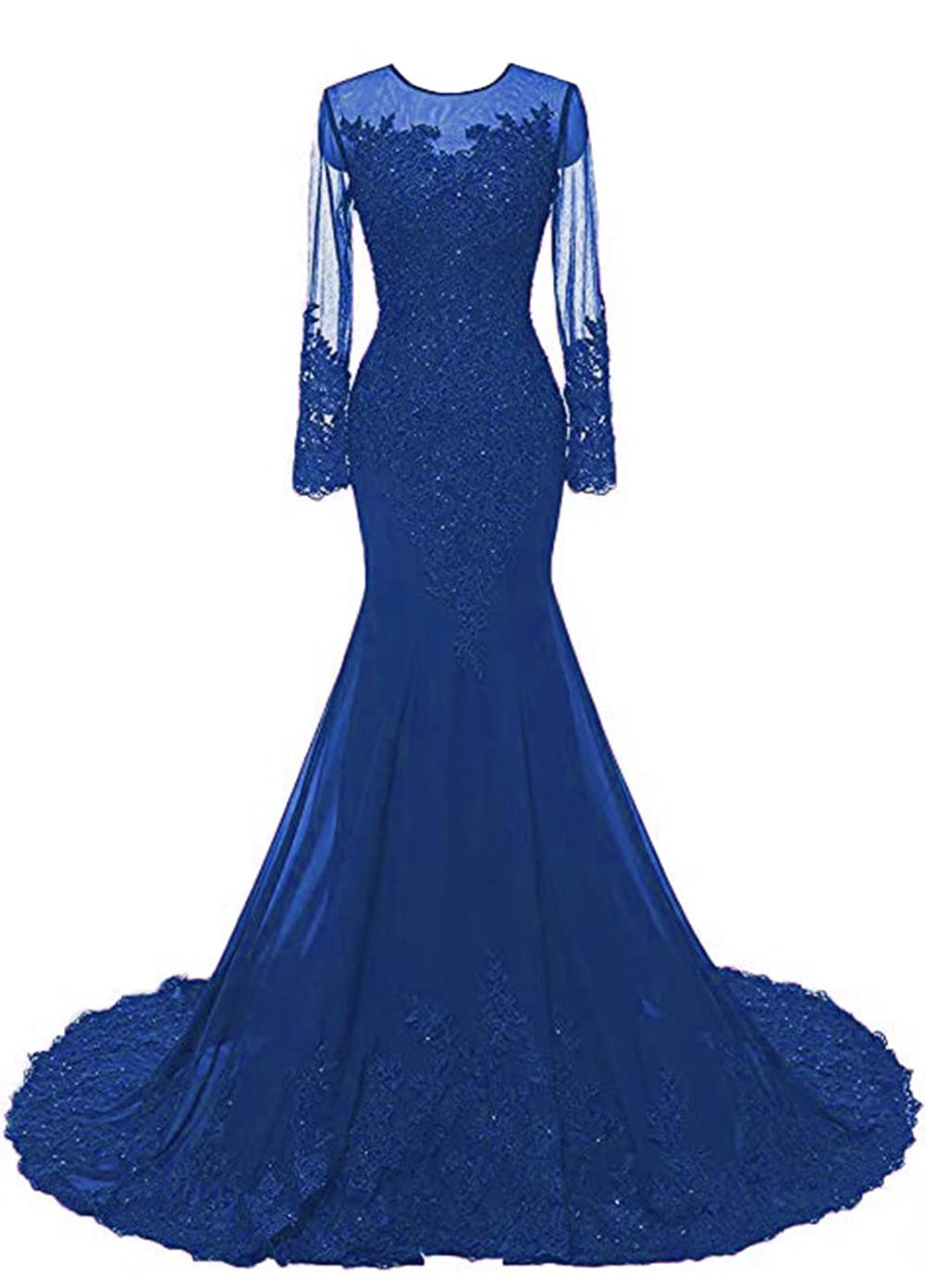Elegant Mermaid Prom Dresses for Women - Long Sleeve Lace Beaded Formal Evening Gowns | Perfect for Homecoming, Ball, Wedding & Special Occasions