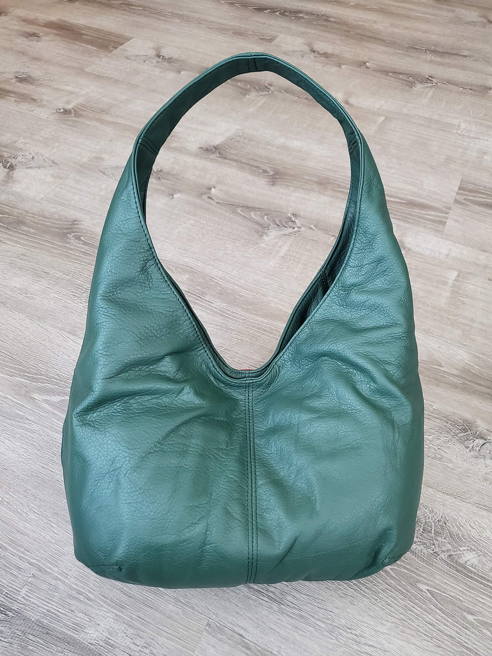 Alyna Genuine Green Leather Hobo Bag for Women - Handmade Classic Fashion Purse & Shoulder Bag - Perfect for Work, Travel & Everyday Use
