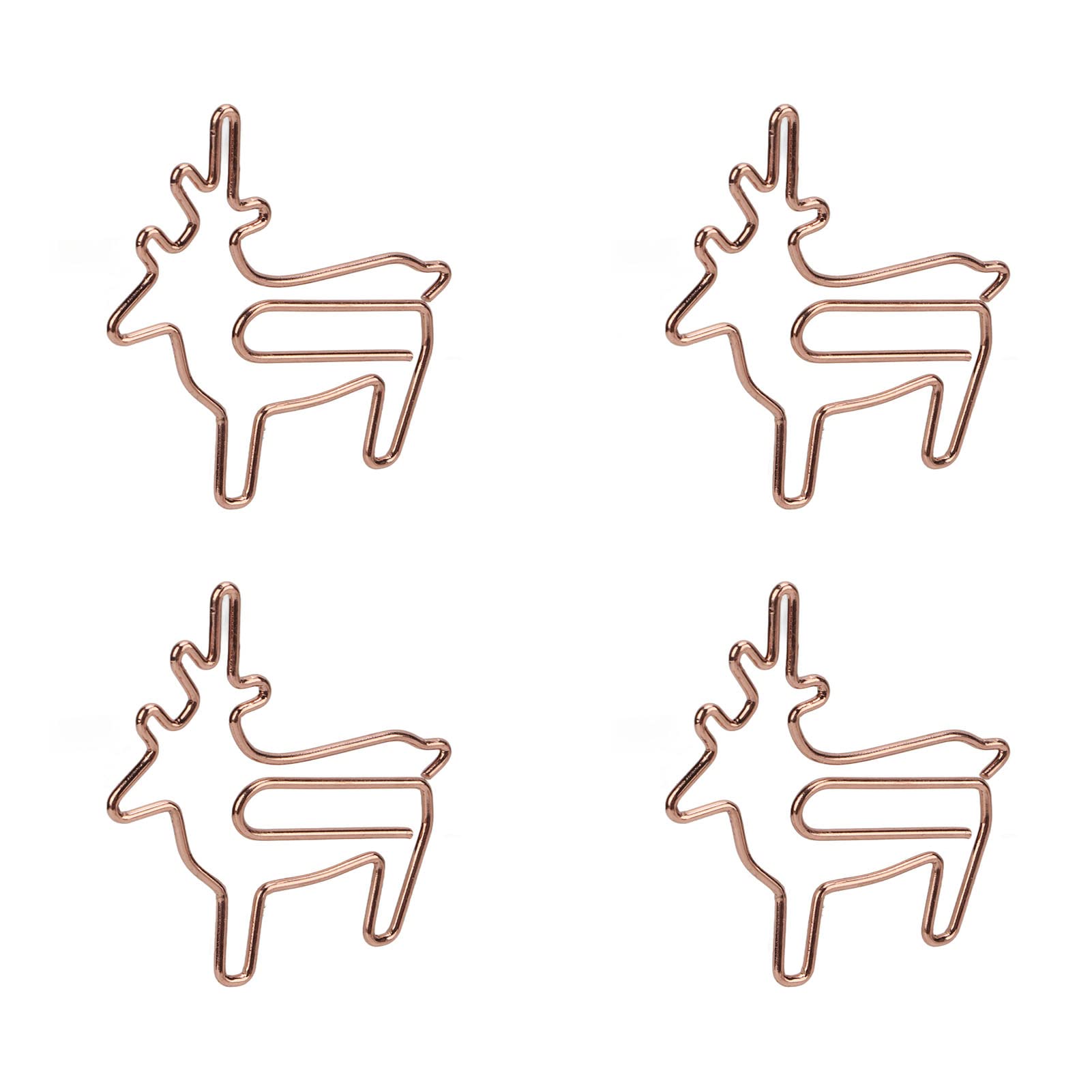 20Pcs Rustproof Rose Gold Fawn Paper Clips - Electroplated Animal Shaped Metal Clips for Office, School & Home Use - Perfect for Organizing Documents, Scrapbooking & Gift Wrapping