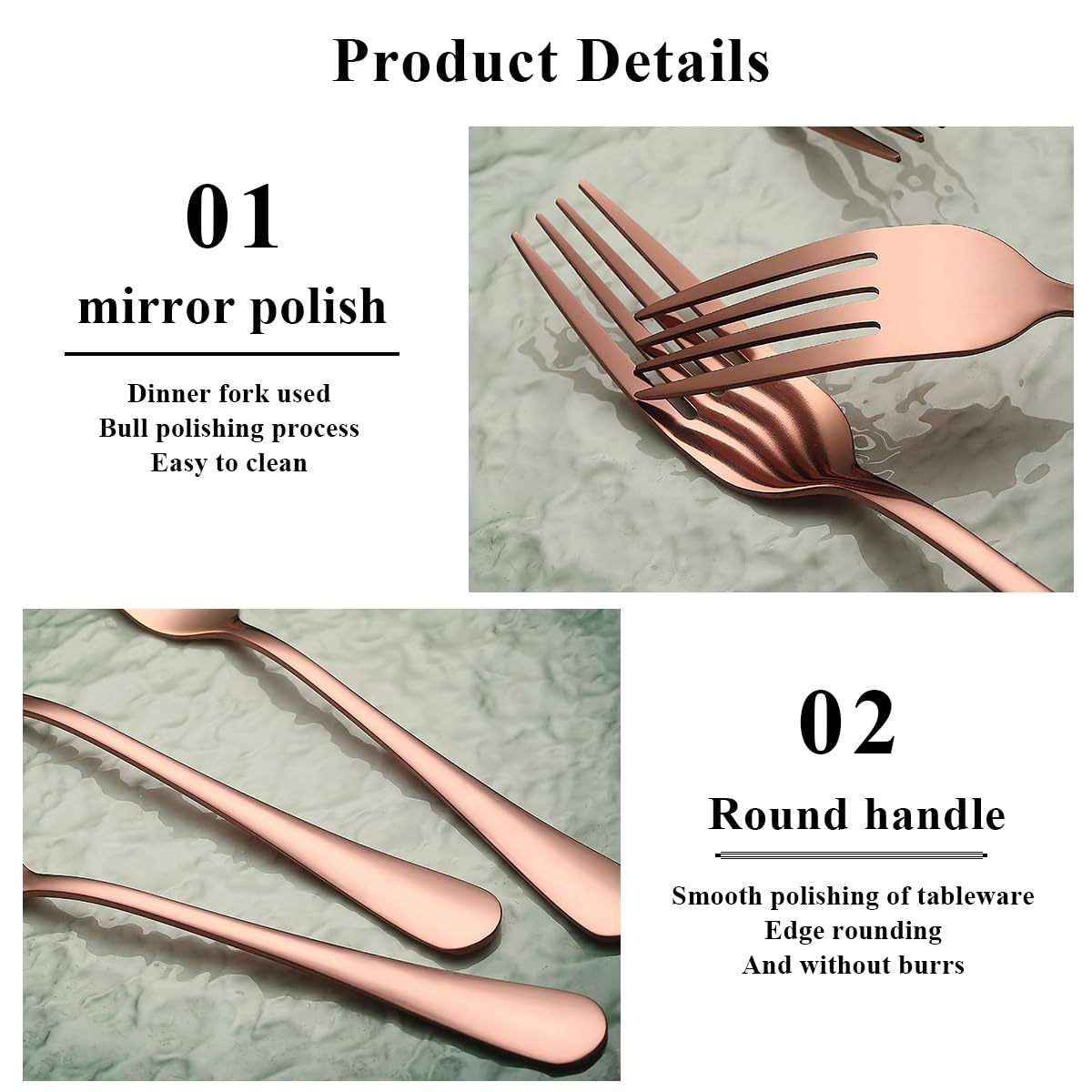 Premium 12-Piece Rose Gold Dinner Forks Set - 8.07