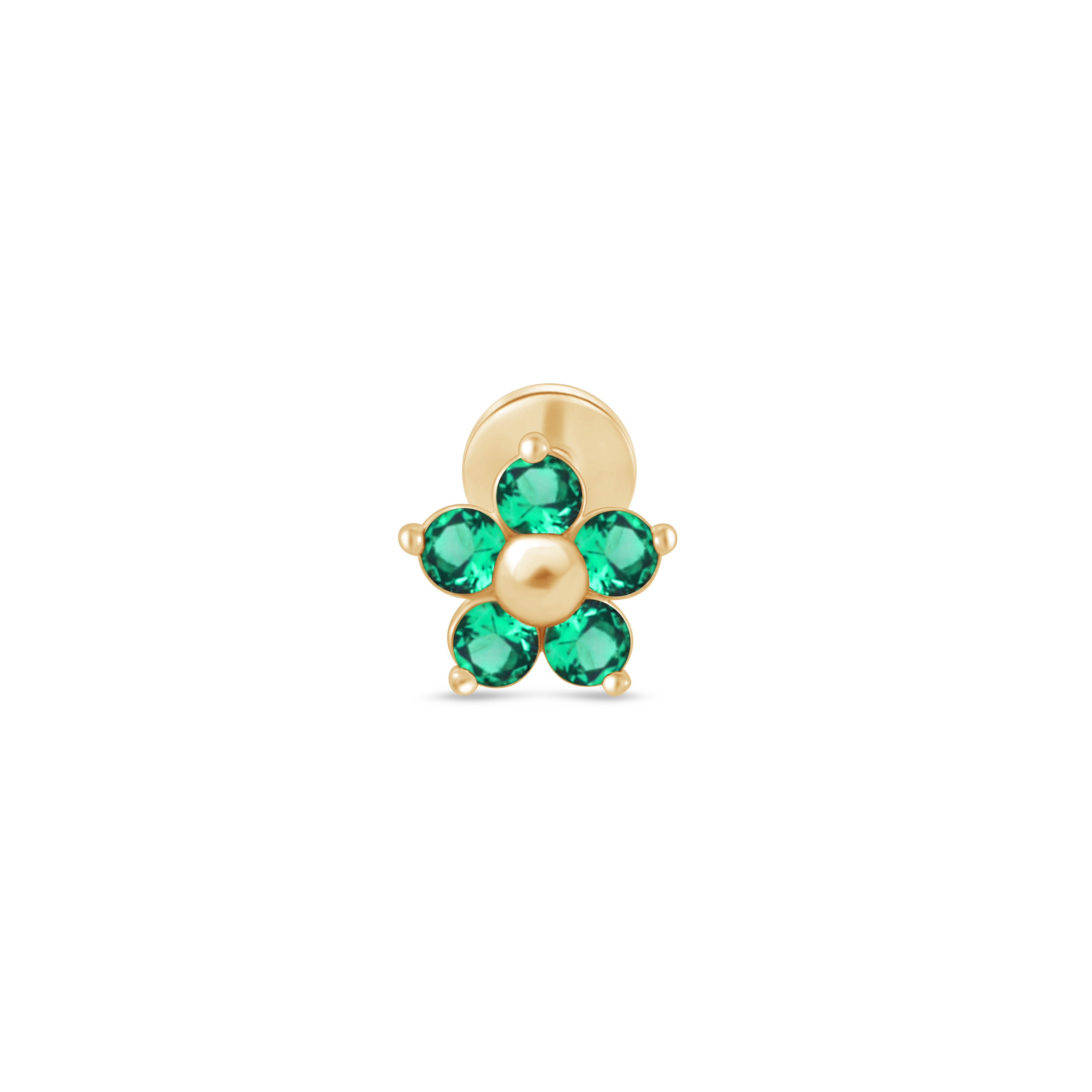 14K Yellow Gold Emerald Flower Stud Earrings for Women - Perfect for Weddings, Parties & Everyday Elegance