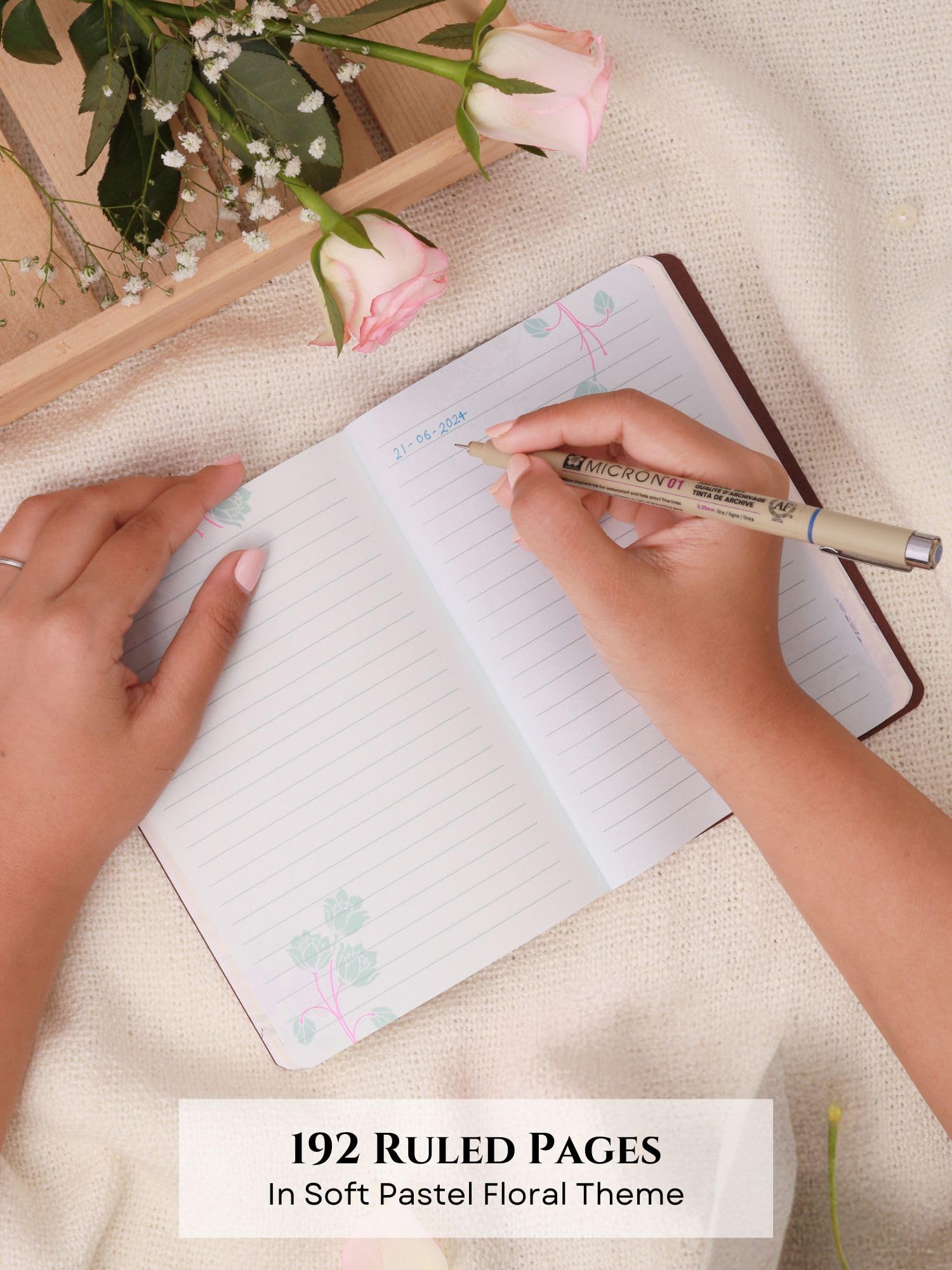 Premium Soft Bound Notebook Diary for Girls & Women - Floral Design, Initial A, B6 Size, 80 GSM, 192 Ruled Pages | Perfect for Journaling, Note Taking, Gift Giving & School/Office Use