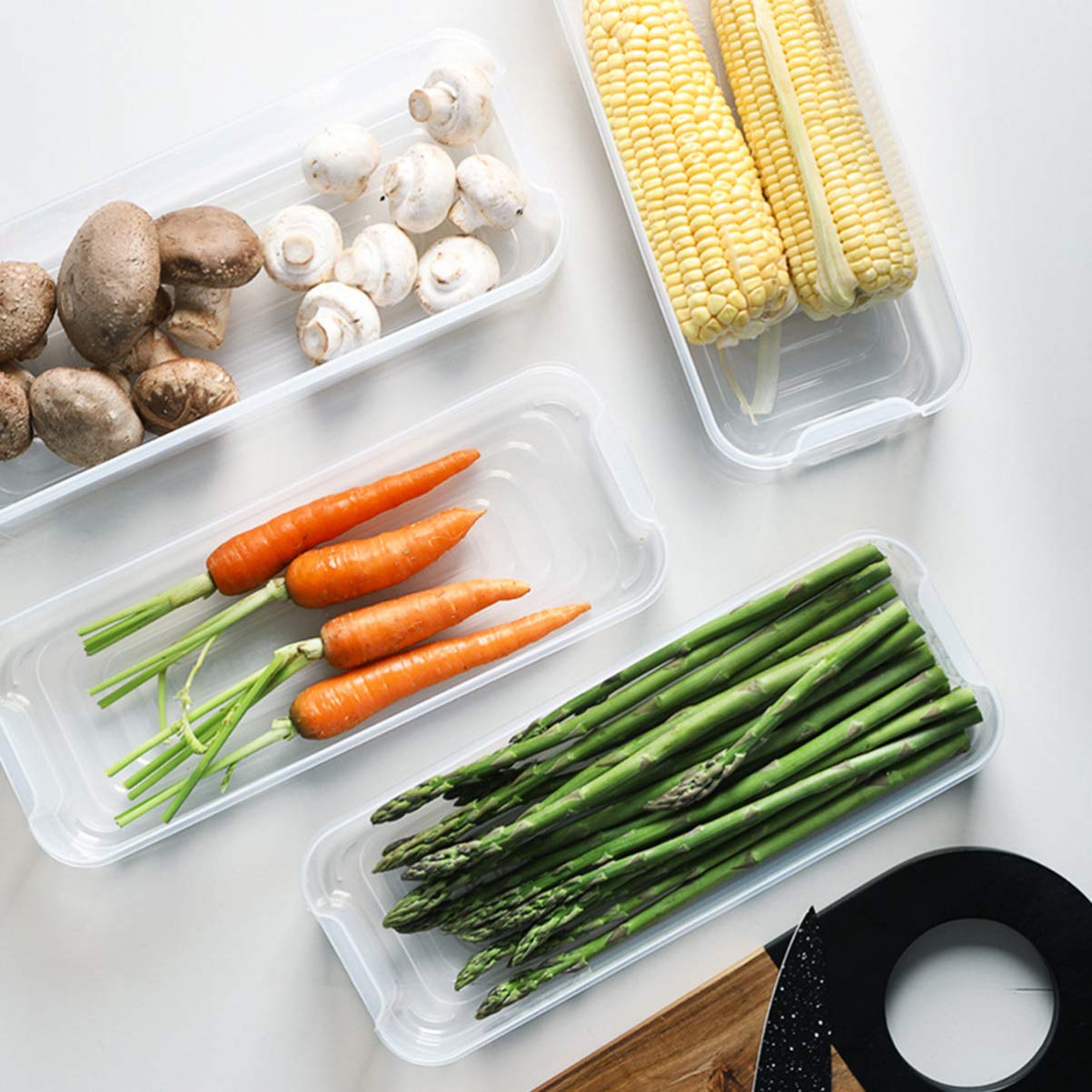 BPA-Free Plastic Box Dumpling Containers with Lids - Airtight Refrigerator Crisper for Vegetables, Fruits & Food Storage - Perfect for Meal Prep, Leftovers & Organizing Fridge