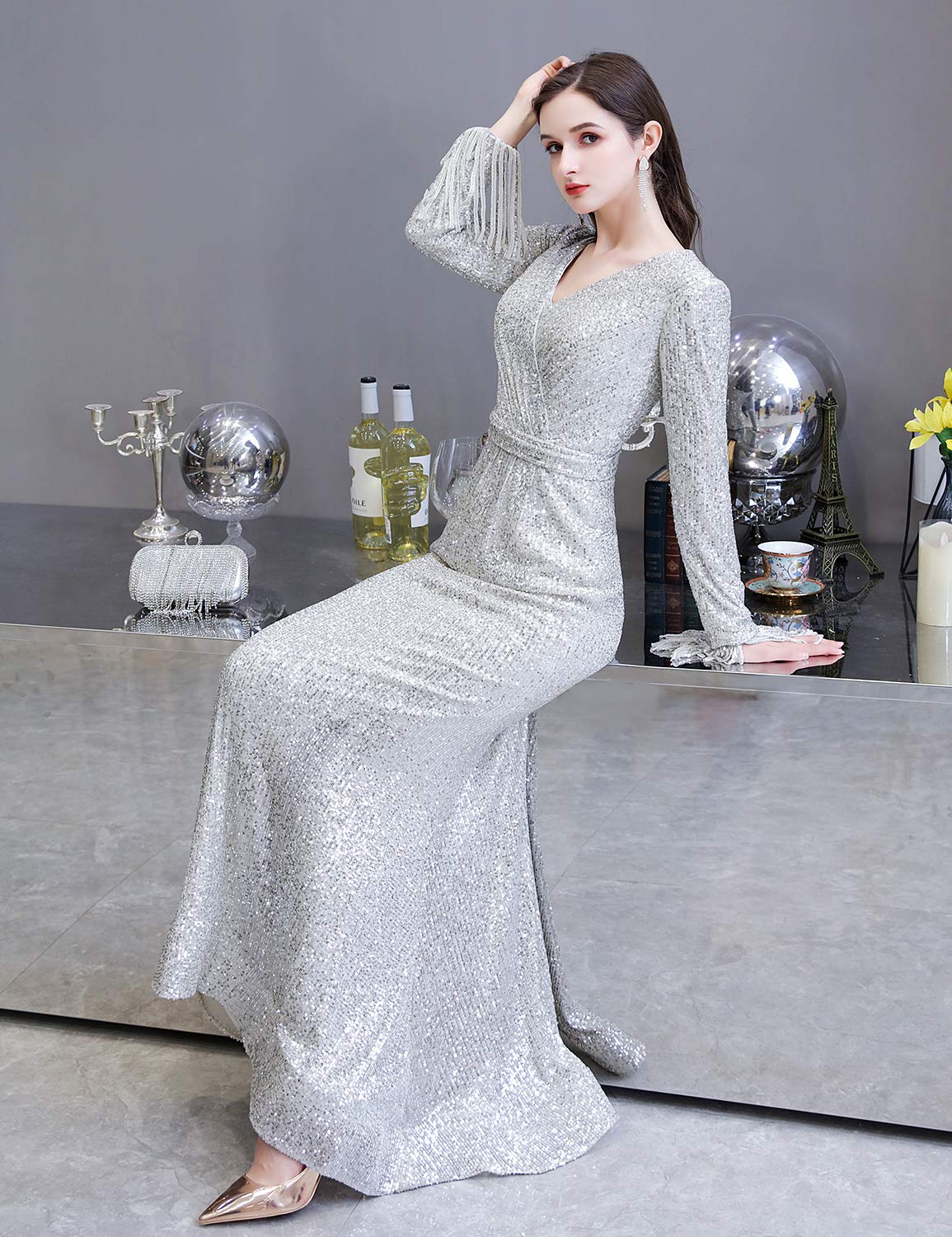 Elegant Long Sleeve Sequin Trumpet Mermaid Prom Dress for Women - Perfect for Homecoming, Evening Gala & Special Occasions