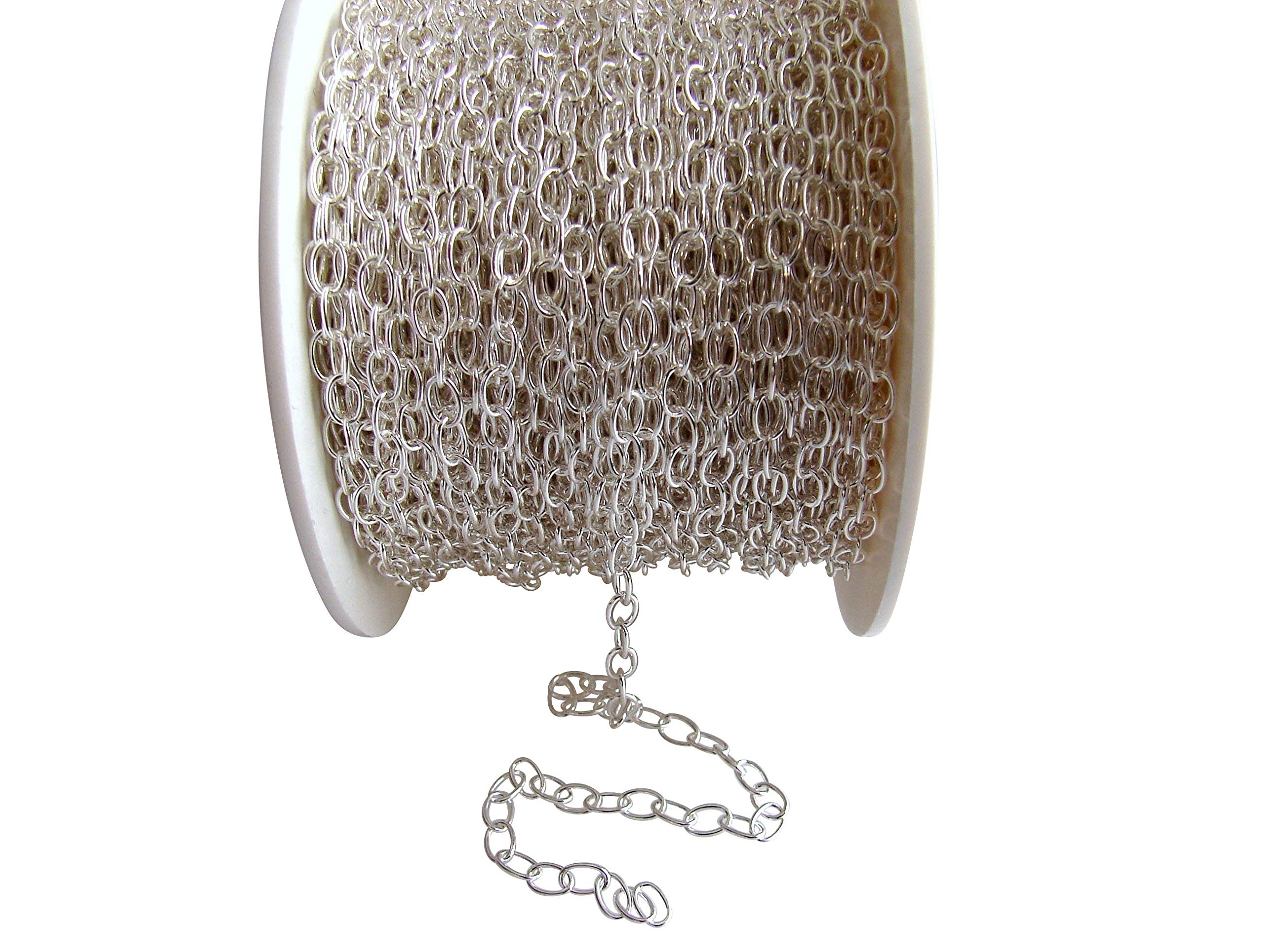 925 Sterling Silver Jewelry Making Chain - 3.5mm Cable Trace (10ft) for DIY Necklaces, Bracelets & Crafting Projects - Perfect for Beading, Wire Wrapping & Handmade Jewelry Designs