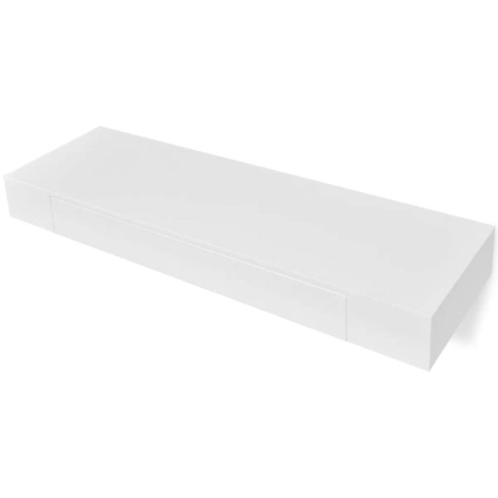 vidaXL White MDF Floating Wall Shelf Set of 2 - Modern Wall Mounted Display Shelves for Home Decor, Kitchen & Bathroom - Perfect for Showcasing Collectibles, Photo Frames, Plants, Books & DVDs - Space-Saving Storage Solution for Small Spaces & Apartment Living
