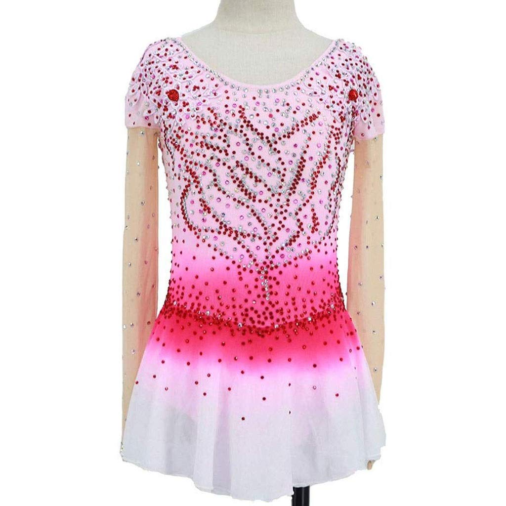 Women's Competition Long Sleeve Figure Skating Dress - Elegant Performance Costume for Ice Skating, Ballet & Gymnastics - Perfect for Competitions, Shows & Practice
