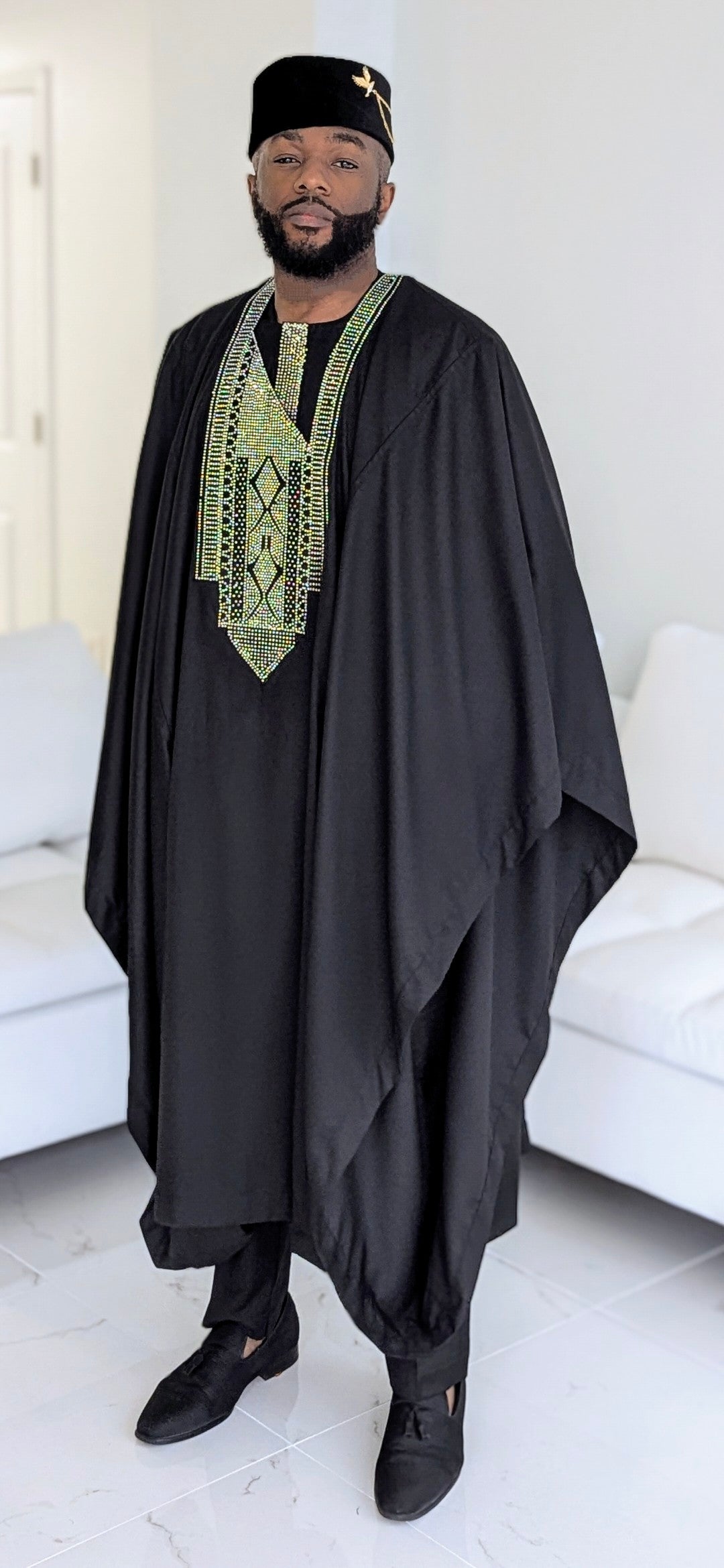 Elegant Black Dashiki Agbada Grand Boubou Joromi Robe Suit for Men | African Traditional Wear | Wedding, Festival & Special Occasion Outfit