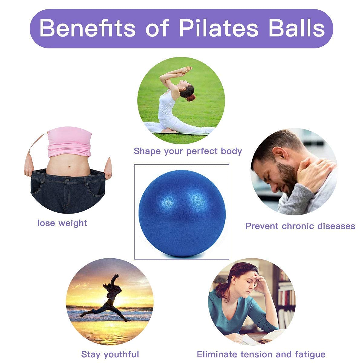 9 Inch Mini Yoga Balls - 6 Pack Exercise & Pilates Therapy Equipment for Home, Stability Training, Core Workouts | Perfect for Balance Barre, Physical Therapy, and Squishy Stress Relief at Home or Gym