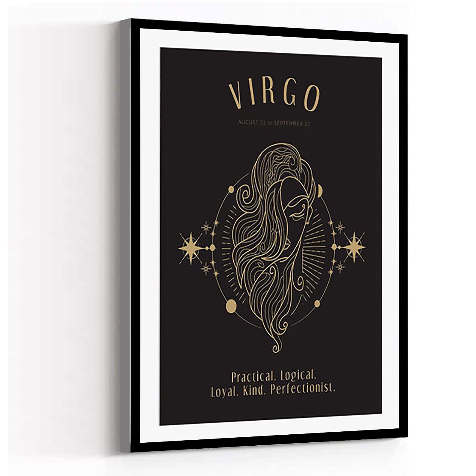 12''x18'' Framed Modern Canvas Wall Art - Virgo Zodiac Print, Aesthetic Room Decor for Living Room, Bedroom & Office | Astrology Gift, Star Sign Poster, Home Wall Decoration