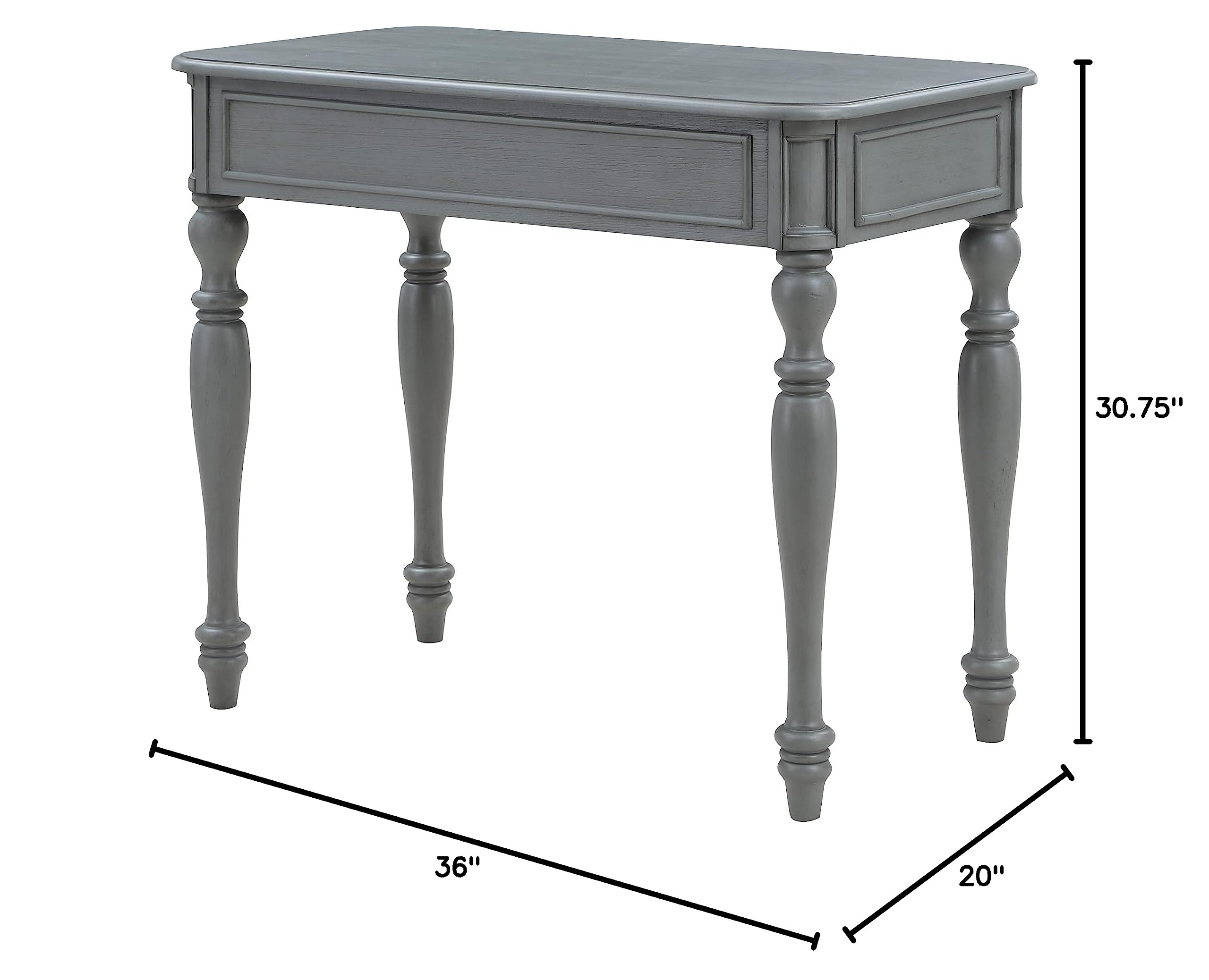 OSP Home Furnishings 36 Inch Country Meadows Writing Desk with Drawer in Plantation Grey - Perfect for Home Office, Study Room & Small Spaces