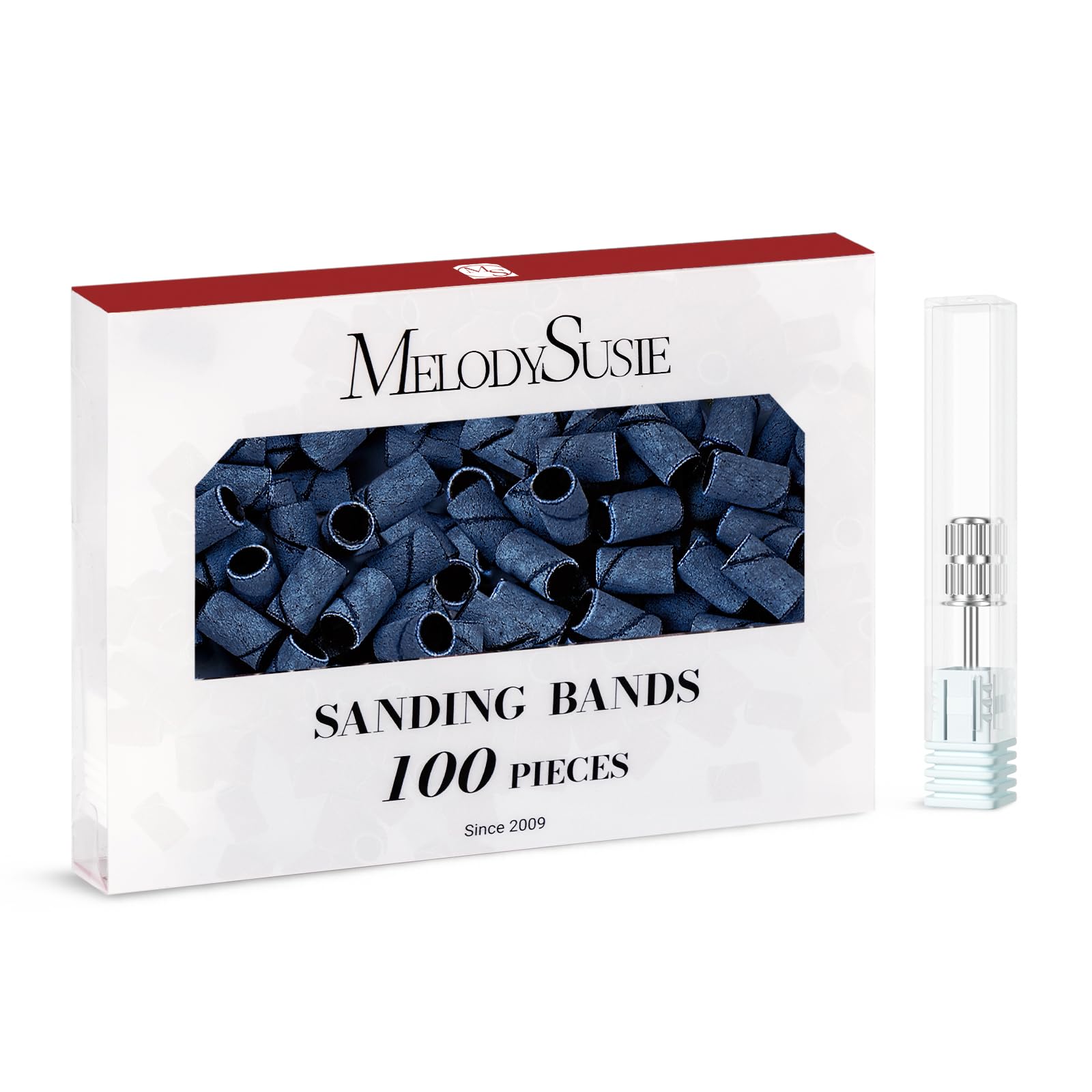MelodySusie 100 Pcs Nail Drill Bits Sanding Bands - 180 Fine Grit Nail File Sanding Bands for Acrylic Nails, Gel Manicures & Pedicures - Perfect for Professional & At-Home Nail Care, Salon Use & DIY Nail Art