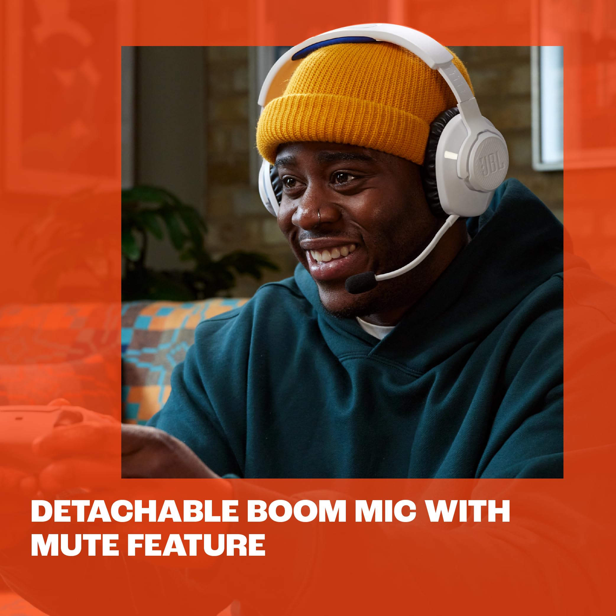 JBL Quantum 360P Wireless Gaming Headset for PS5 - Over-Ear Headphones with Detachable Mic, 22H Battery, Memory Foam Ear Cushions, 3D Audio Support | Perfect for Console Gaming & Online Chat (White)