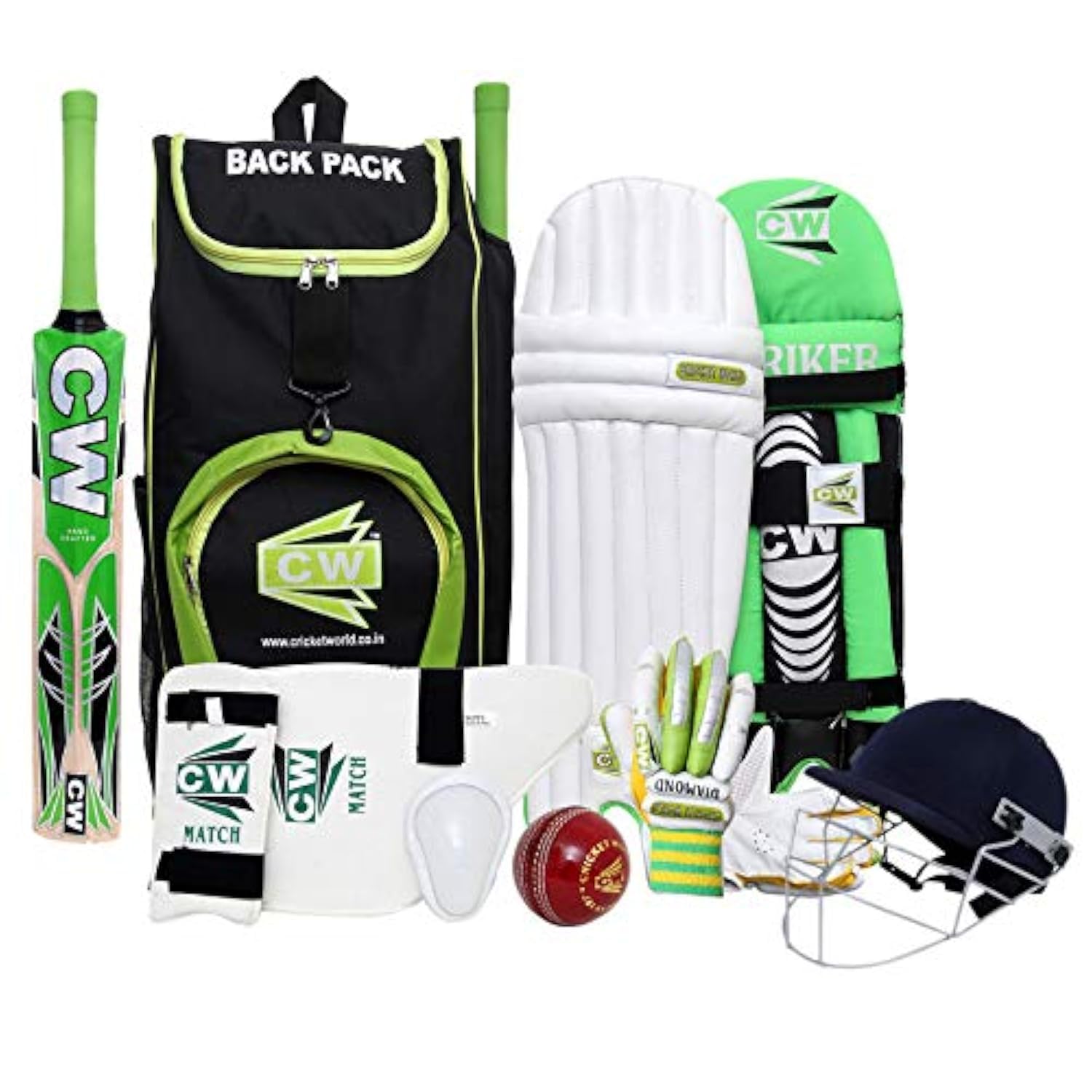 CW Bullet Cricket Set for Kids & Adults - Full Size & Junior Size with Kashmir Willow Bat, Leather Ball & Backpack Bag (Ages 5-14) | Perfect for Backyard Practice, School Sports & League Games