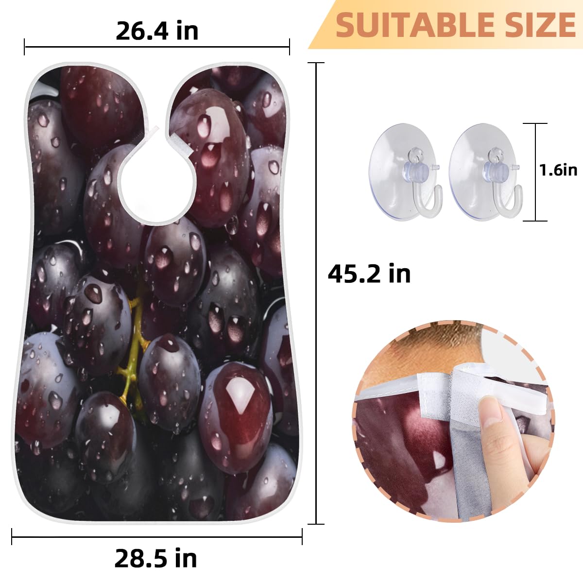 Men's Fresh Grape Print Shaving Bib - Waterproof Beard Trimming Apron for Hair Dye & Makeup Artists, Barber Cape for Haircut & Sink Cleanup - Perfect Grooming Gift for Stylists & DIY Hair Care at Home