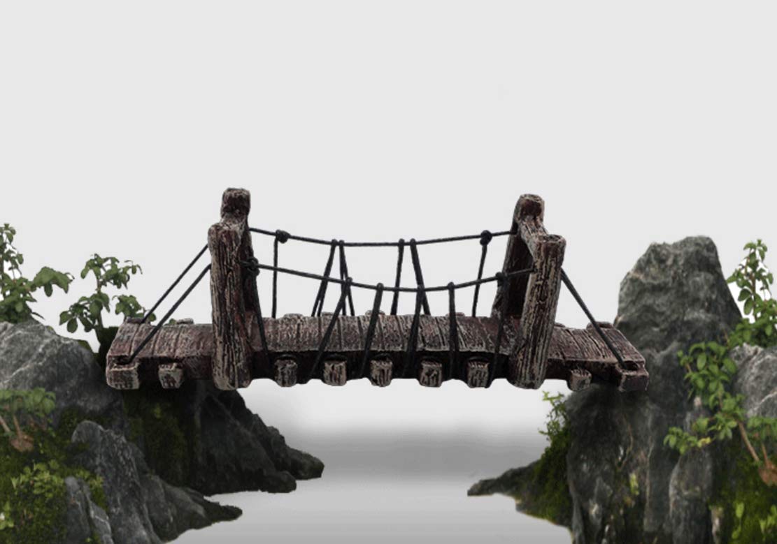 3 PCS Fairy Garden Decor Set - 2 Stone Stairs & 1 Wood Bridge for Miniature Gardens, Bonsai, Fish Tanks & Terrariums - Perfect for DIY Mini Landscapes, Fairy Houses and Home Decor